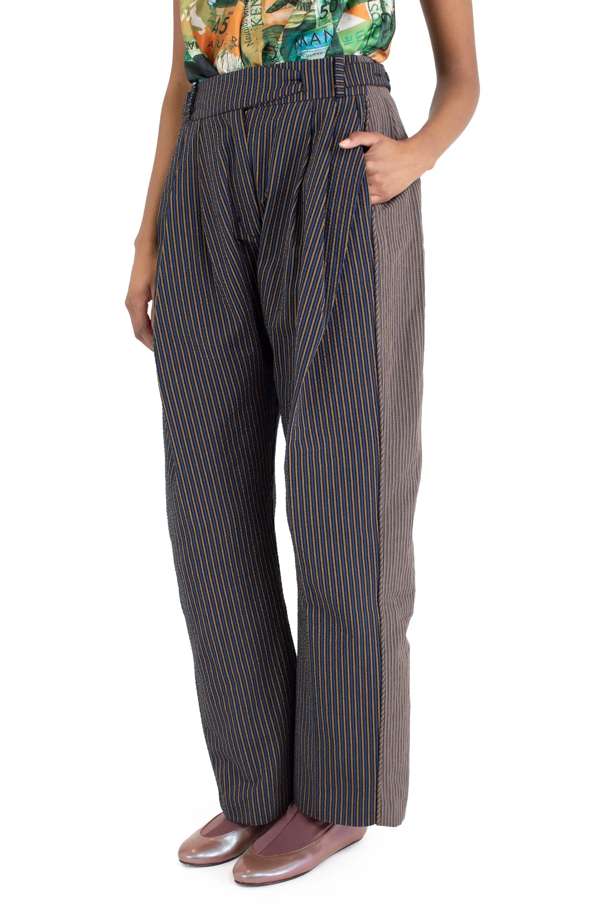 KIKO KOSTADINOV CAUDA PLEATED TROUSER - PINK NAVY / COFFE QUARTZ