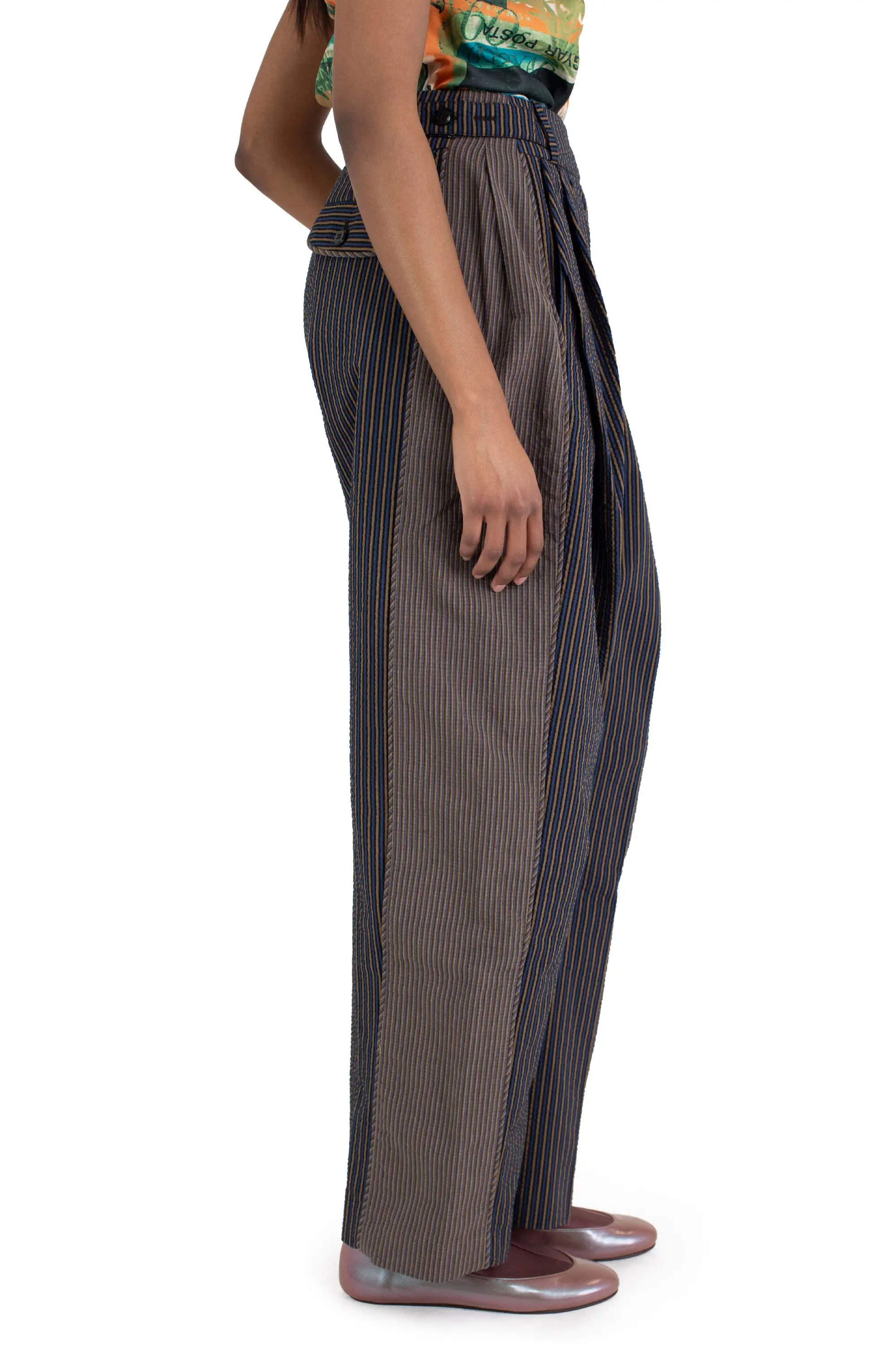 KIKO KOSTADINOV CAUDA PLEATED TROUSER - PINK NAVY / COFFE QUARTZ