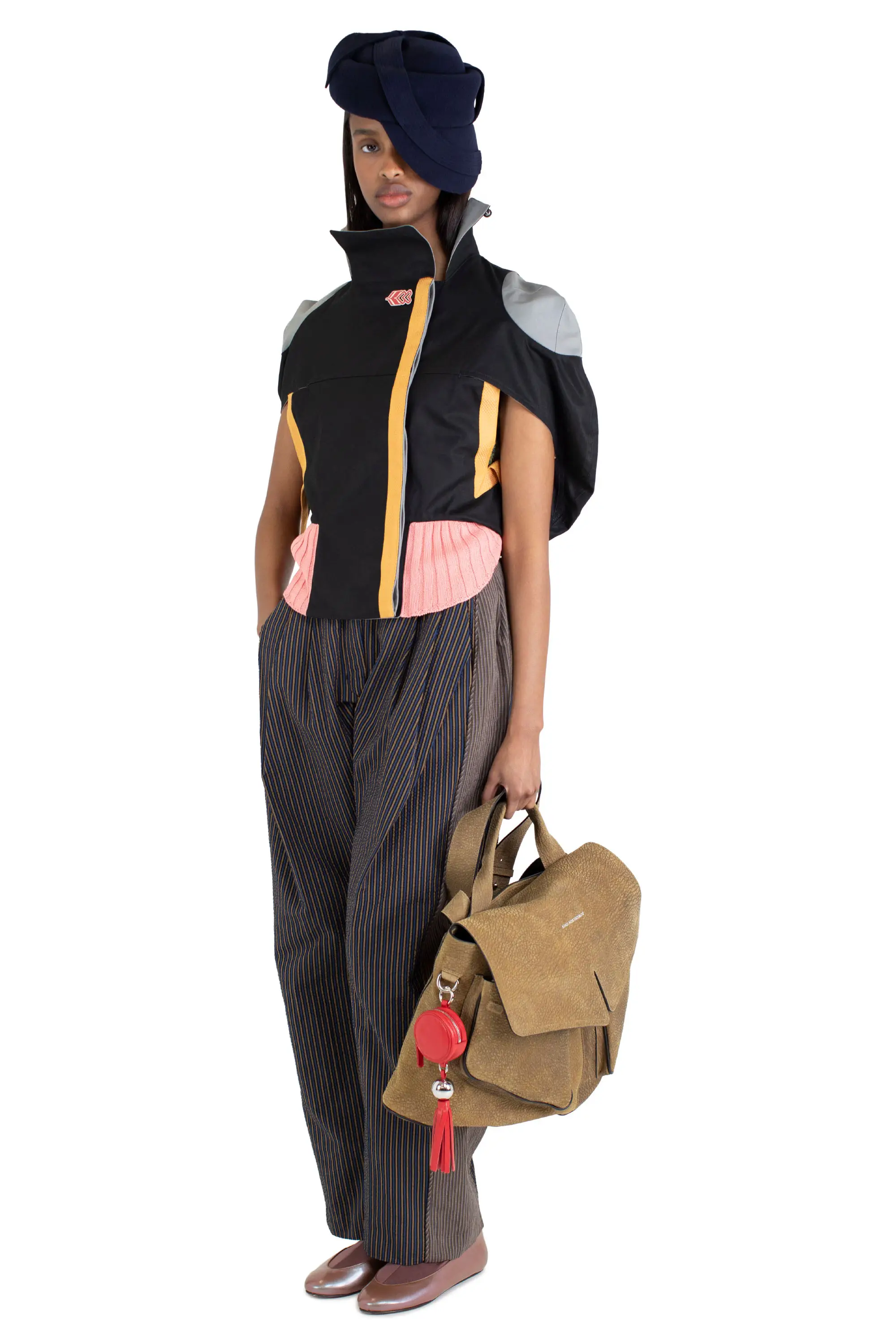 KIKO KOSTADINOV CAUDA PLEATED TROUSER - PINK NAVY / COFFE QUARTZ