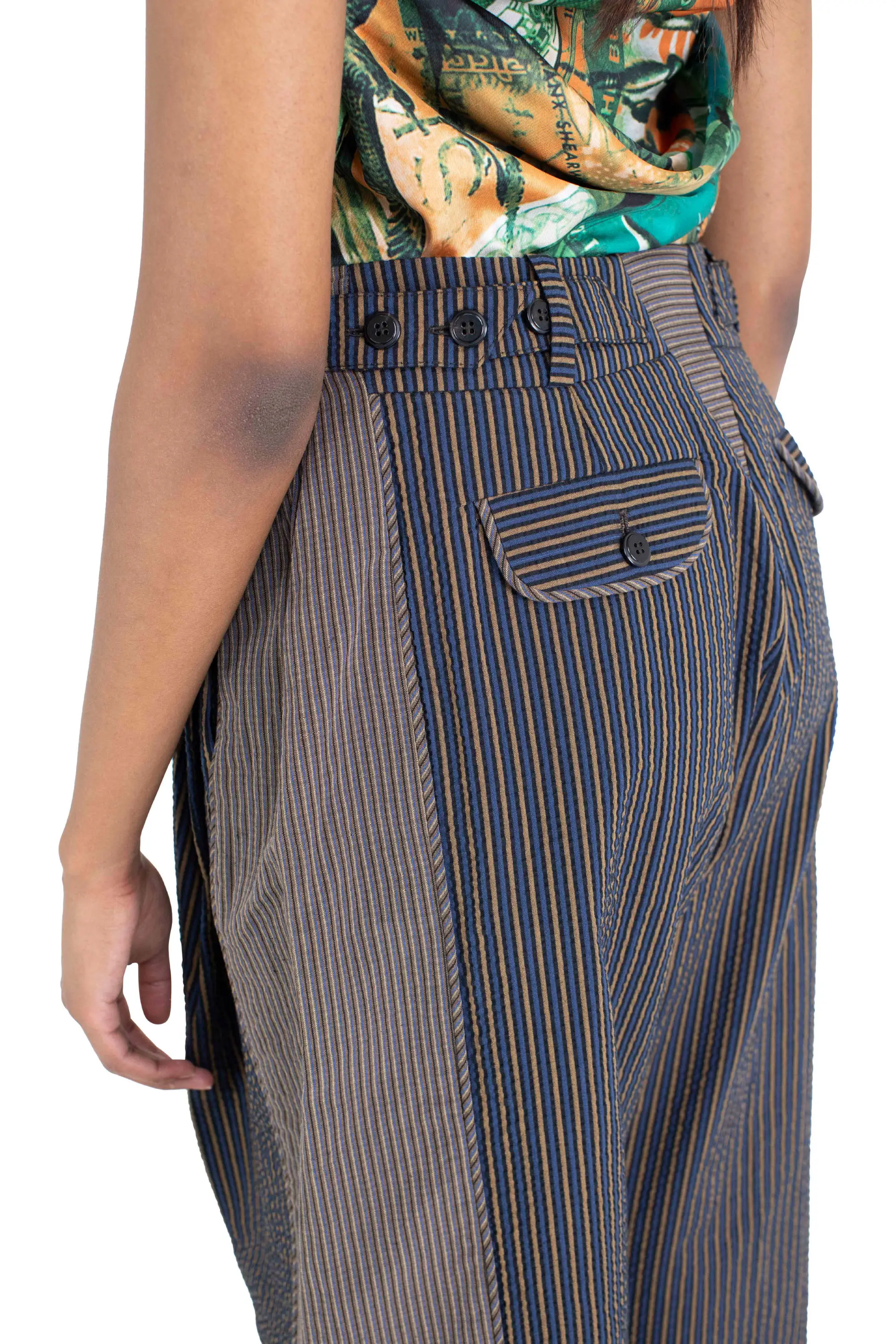 KIKO KOSTADINOV CAUDA PLEATED TROUSER - PINK NAVY / COFFE QUARTZ
