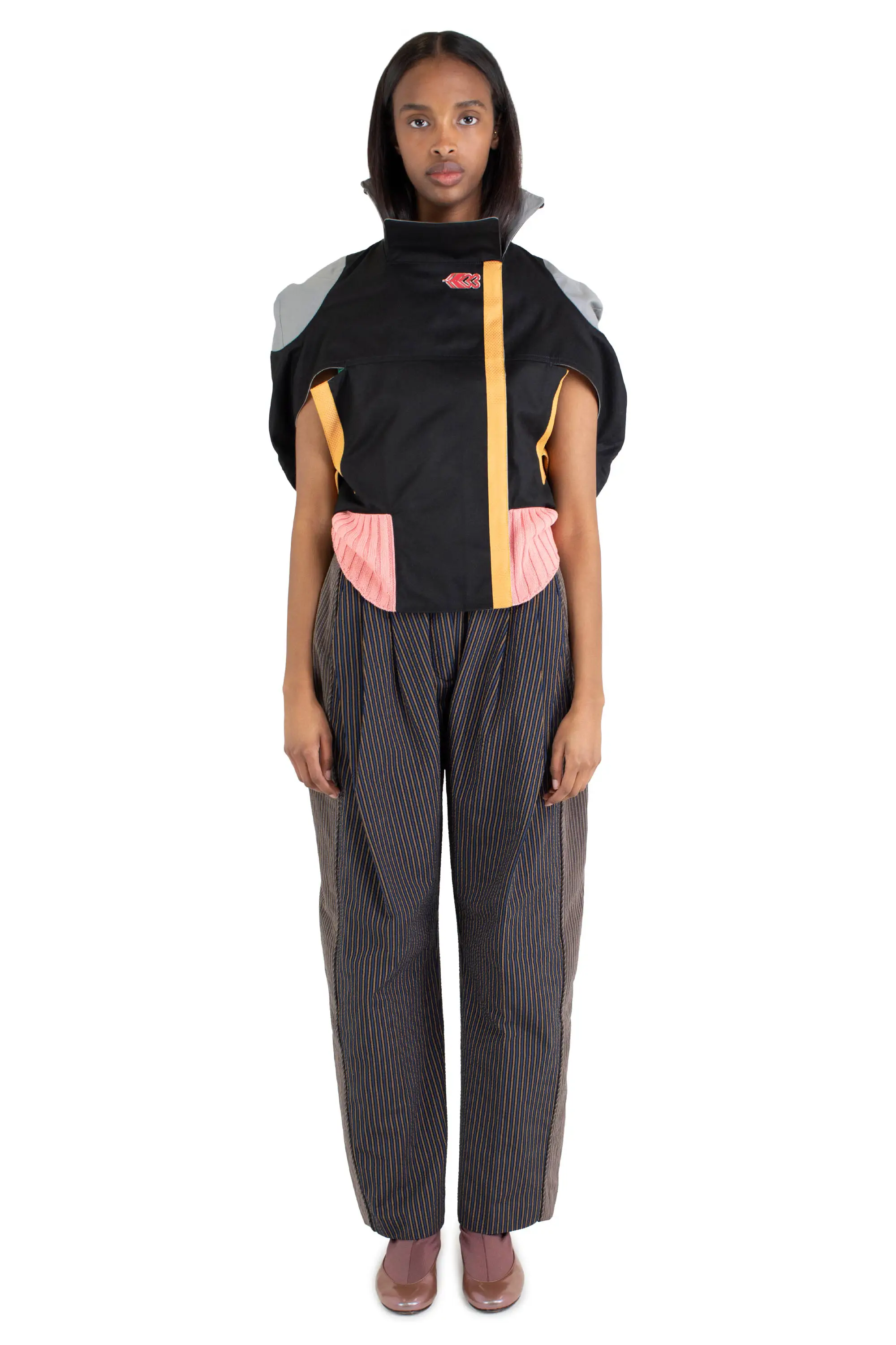 KIKO KOSTADINOV CAUDA PLEATED TROUSER - PINK NAVY / COFFE QUARTZ