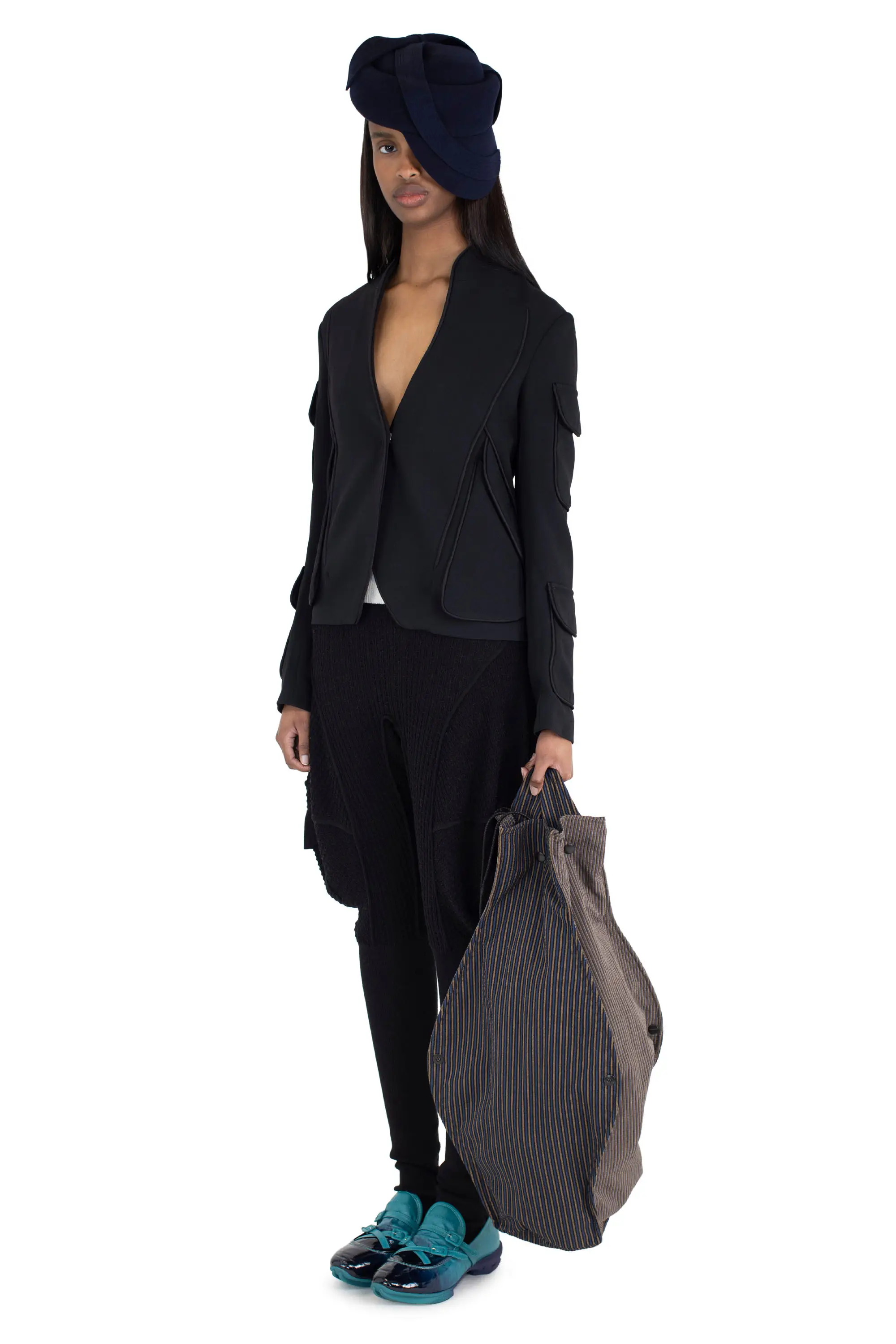 KIKO KOSTADINOV CAUDA TAILORED JACKET - SPACE BLACK/GLOSSY BLACK