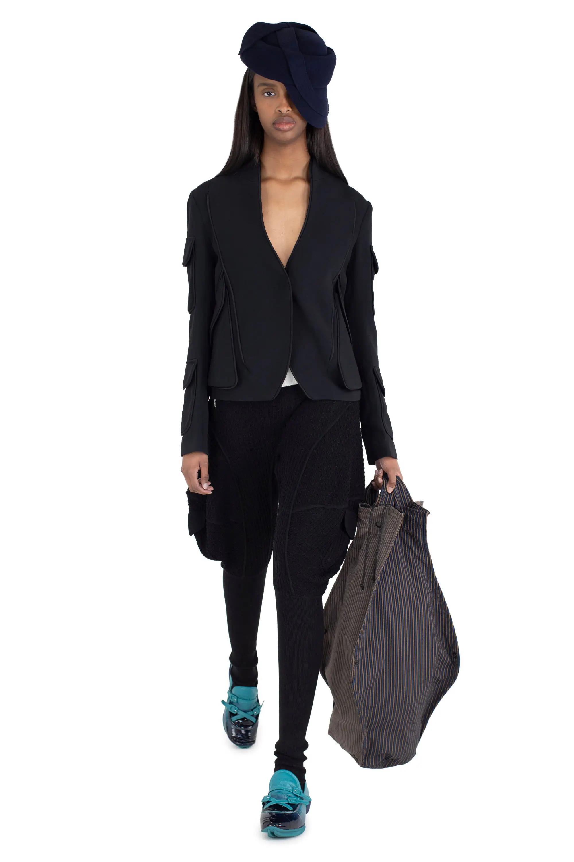 KIKO KOSTADINOV CAUDA TAILORED JACKET - SPACE BLACK/GLOSSY BLACK