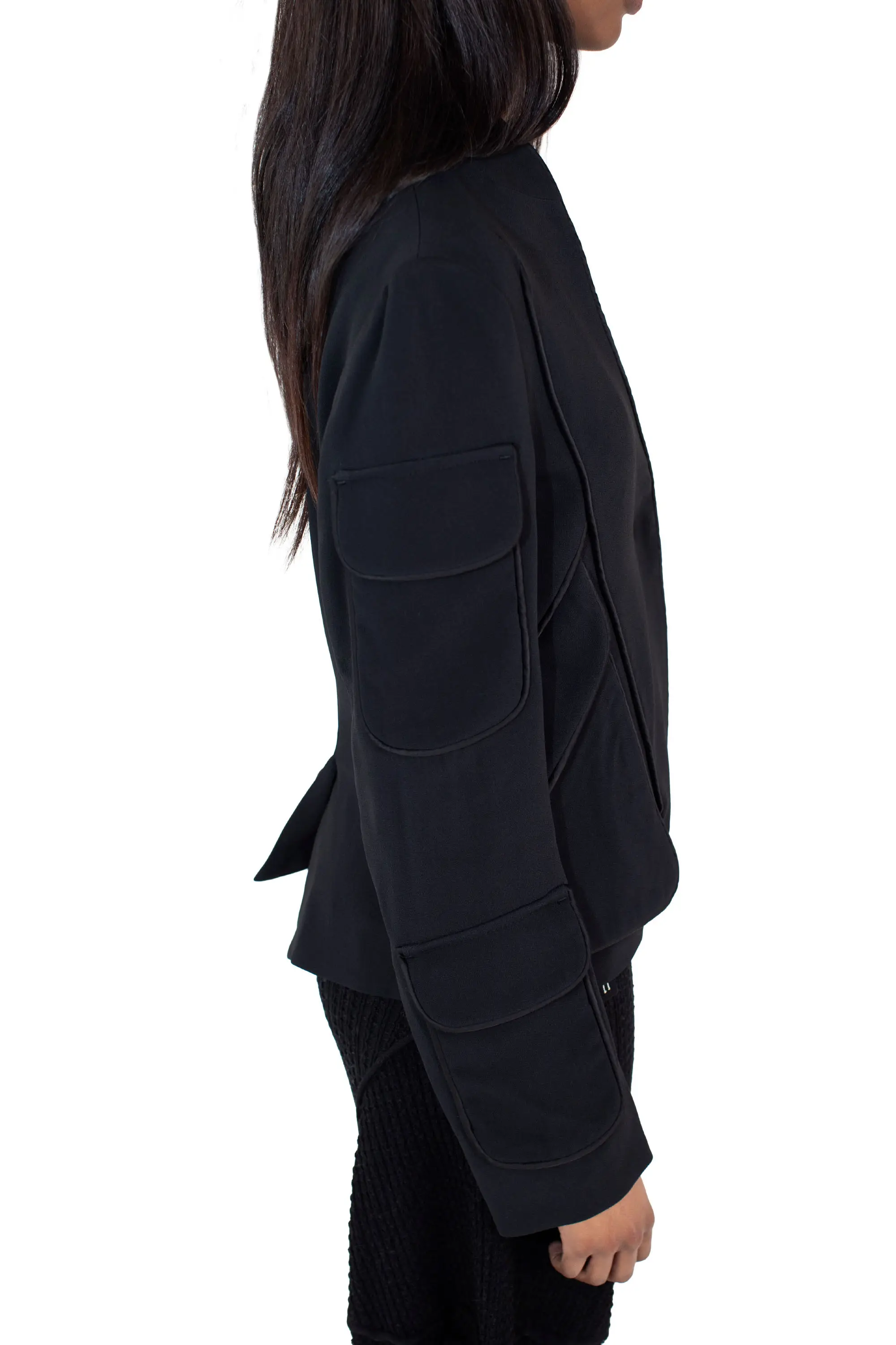 KIKO KOSTADINOV CAUDA TAILORED JACKET - SPACE BLACK/GLOSSY BLACK