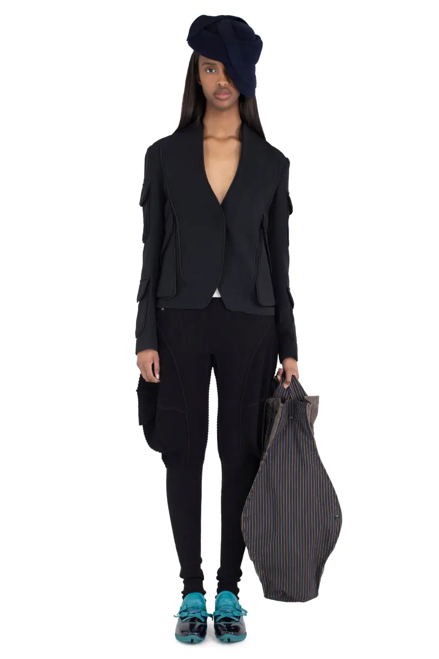 KIKO KOSTADINOV CAUDA TAILORED JACKET - SPACE BLACK/GLOSSY BLACK
