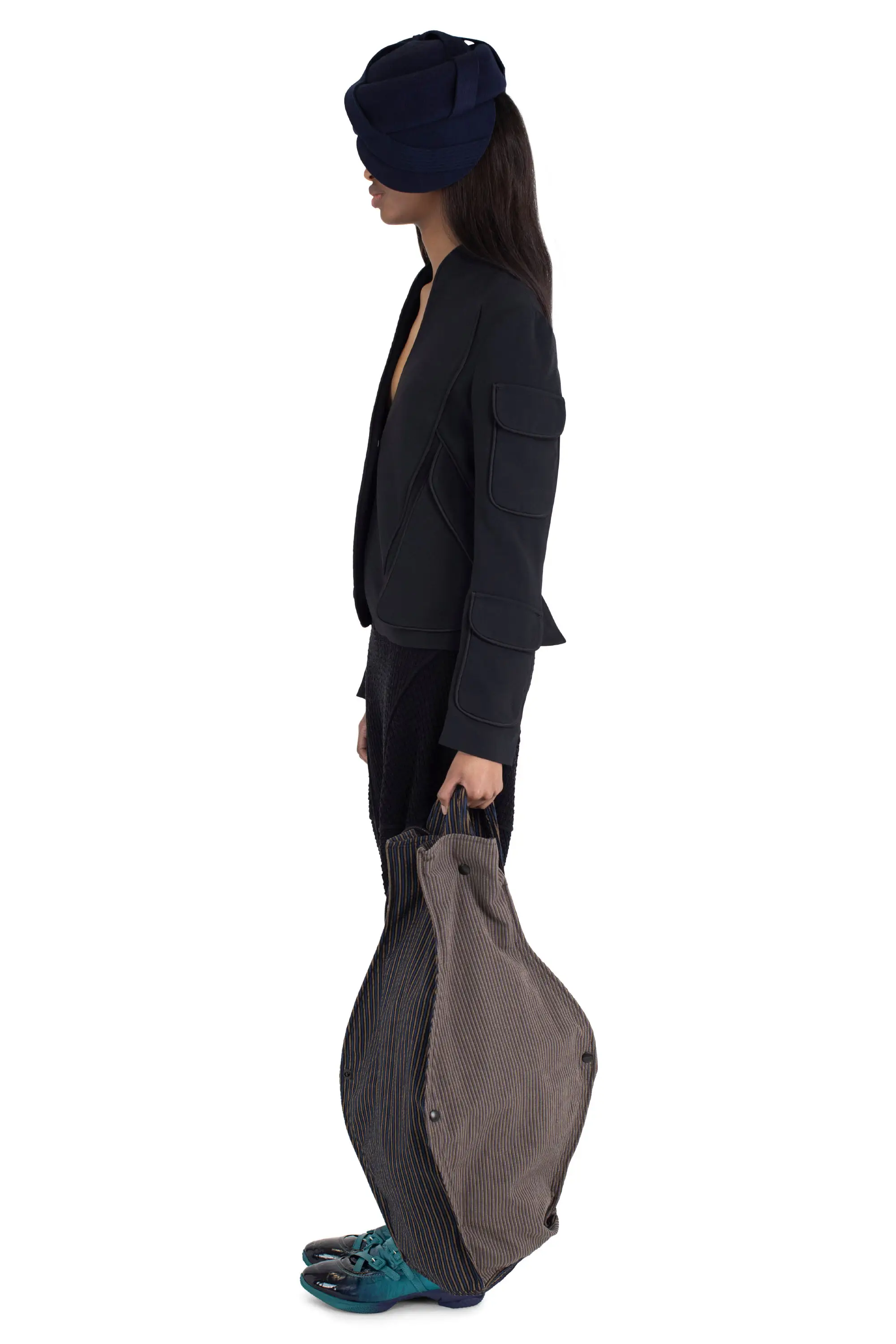 KIKO KOSTADINOV CAUDA TAILORED JACKET - SPACE BLACK/GLOSSY BLACK