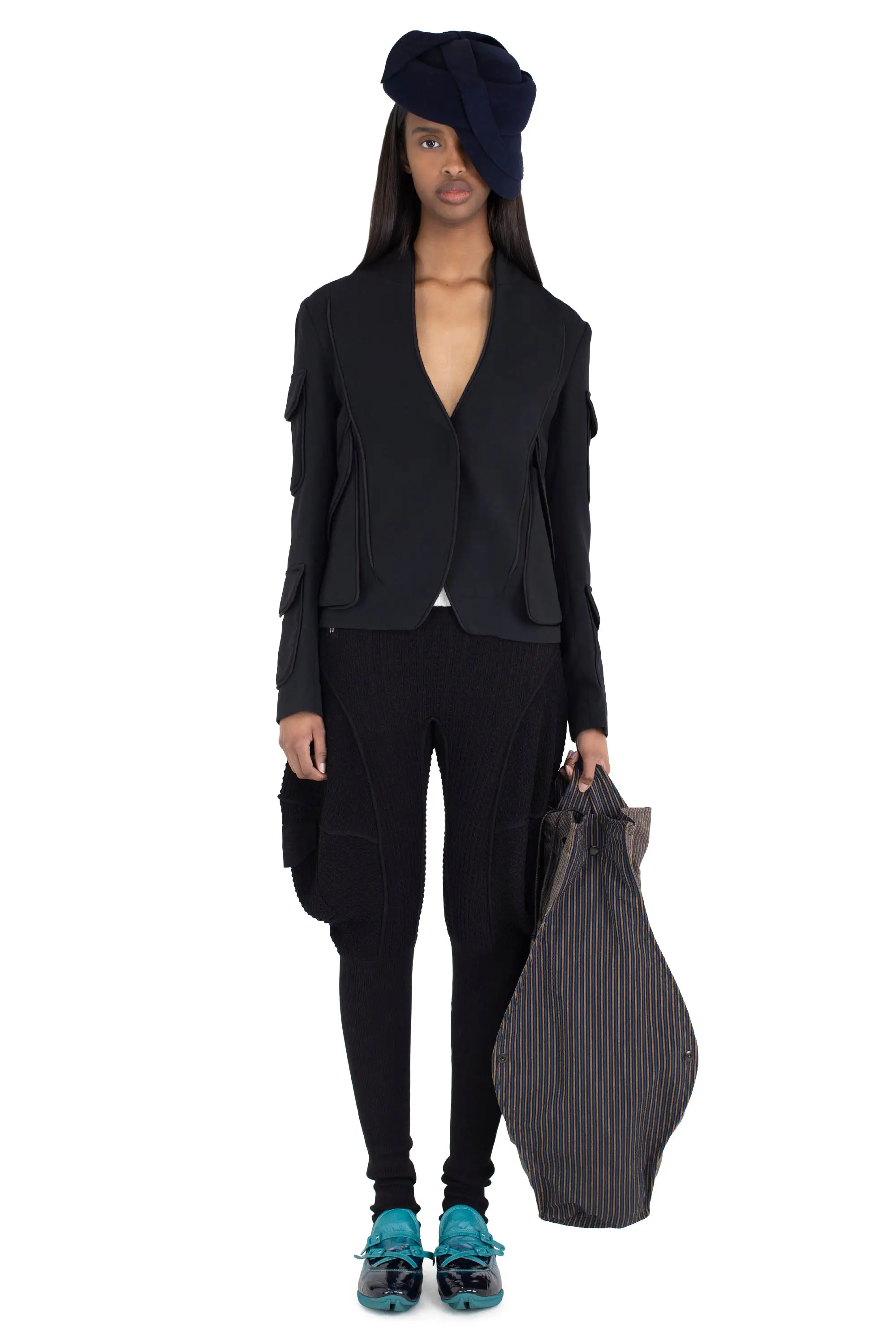 KIKO KOSTADINOV CAUDA TAILORED JACKET - SPACE BLACK/GLOSSY BLACK