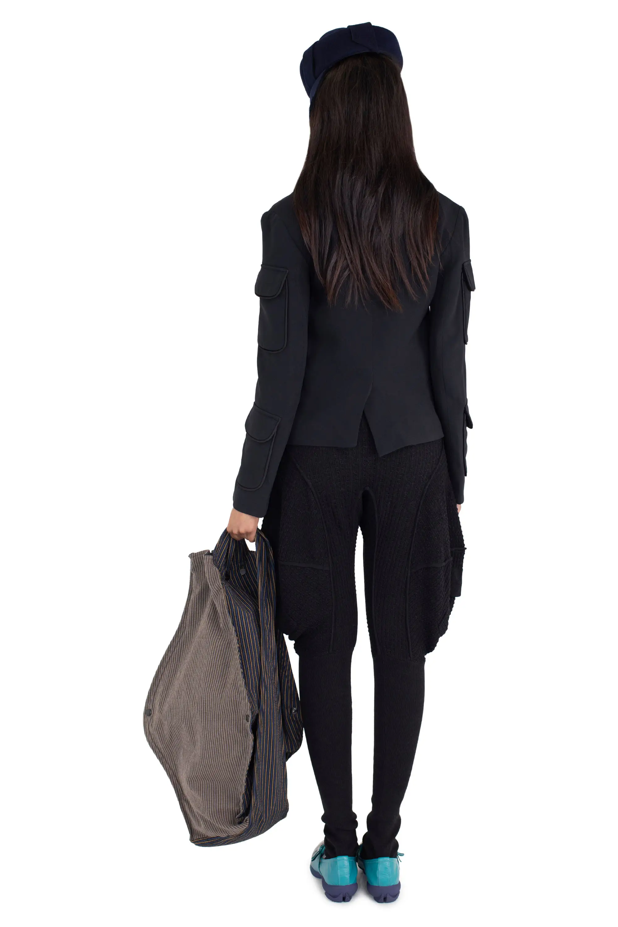 KIKO KOSTADINOV CAUDA TAILORED JACKET - SPACE BLACK/GLOSSY BLACK