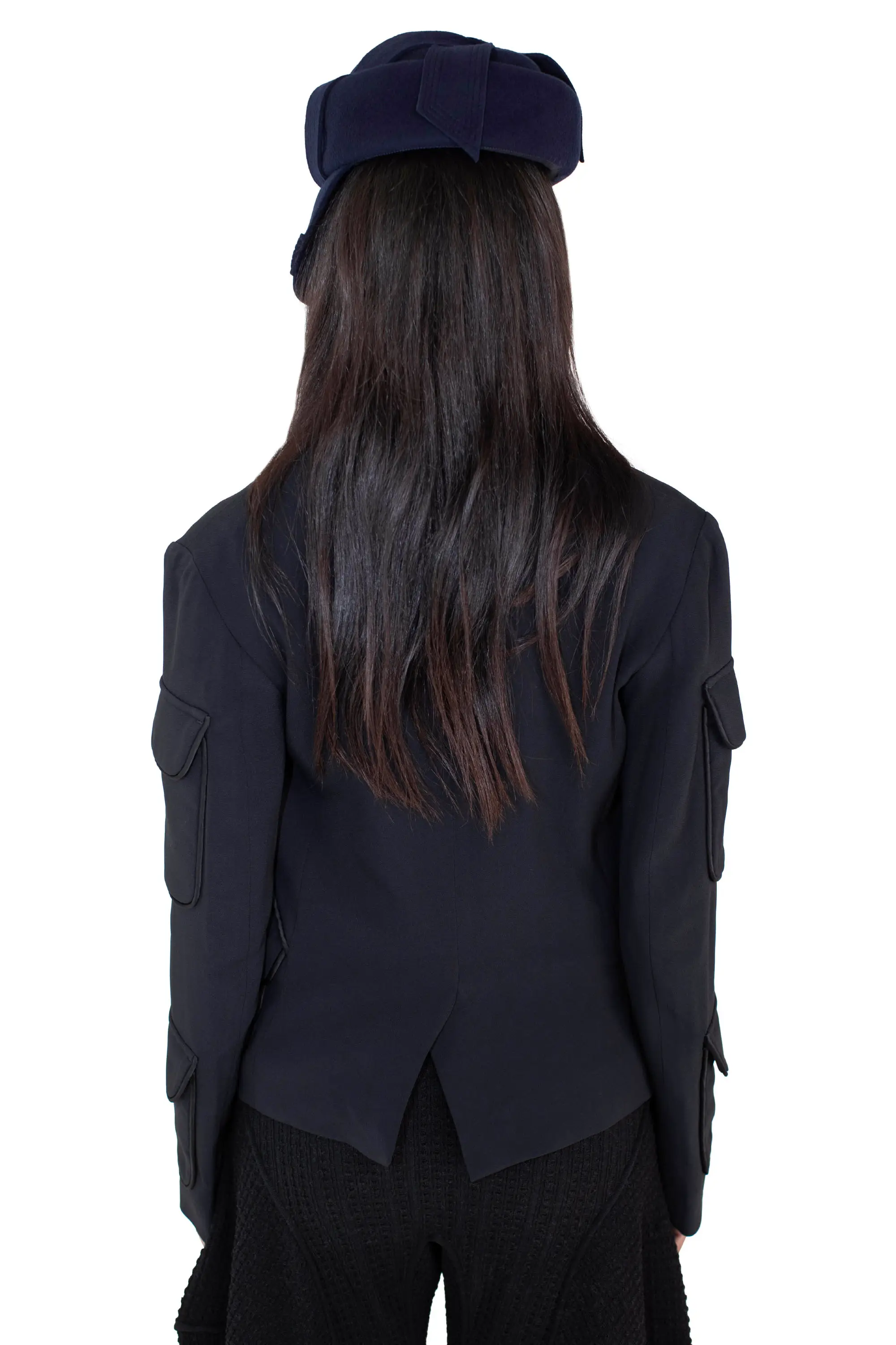 KIKO KOSTADINOV CAUDA TAILORED JACKET - SPACE BLACK/GLOSSY BLACK