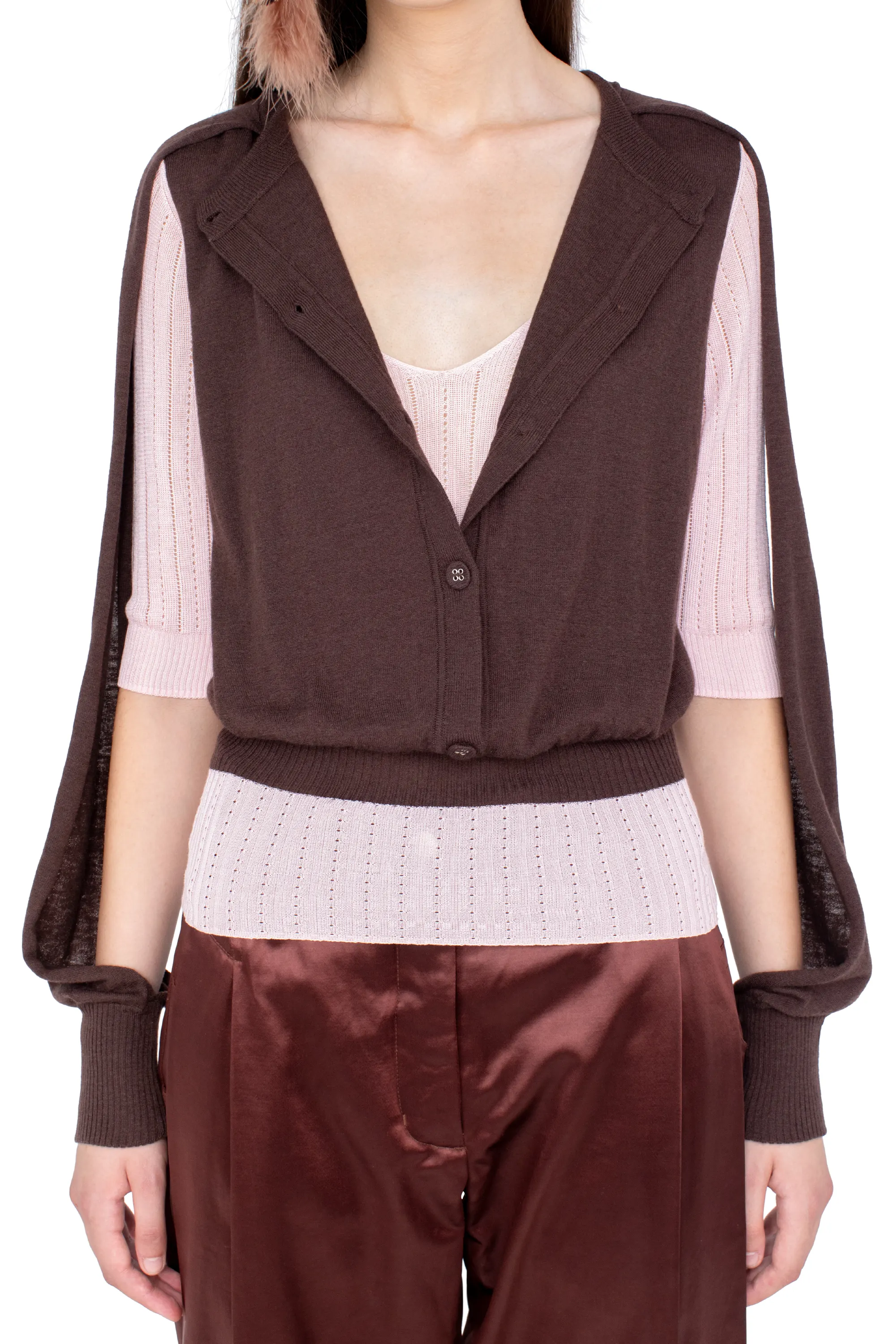 KIKO KOSTADINOV CORELLA DOUBLE SLEEVE JUMPER - MAHOGANY