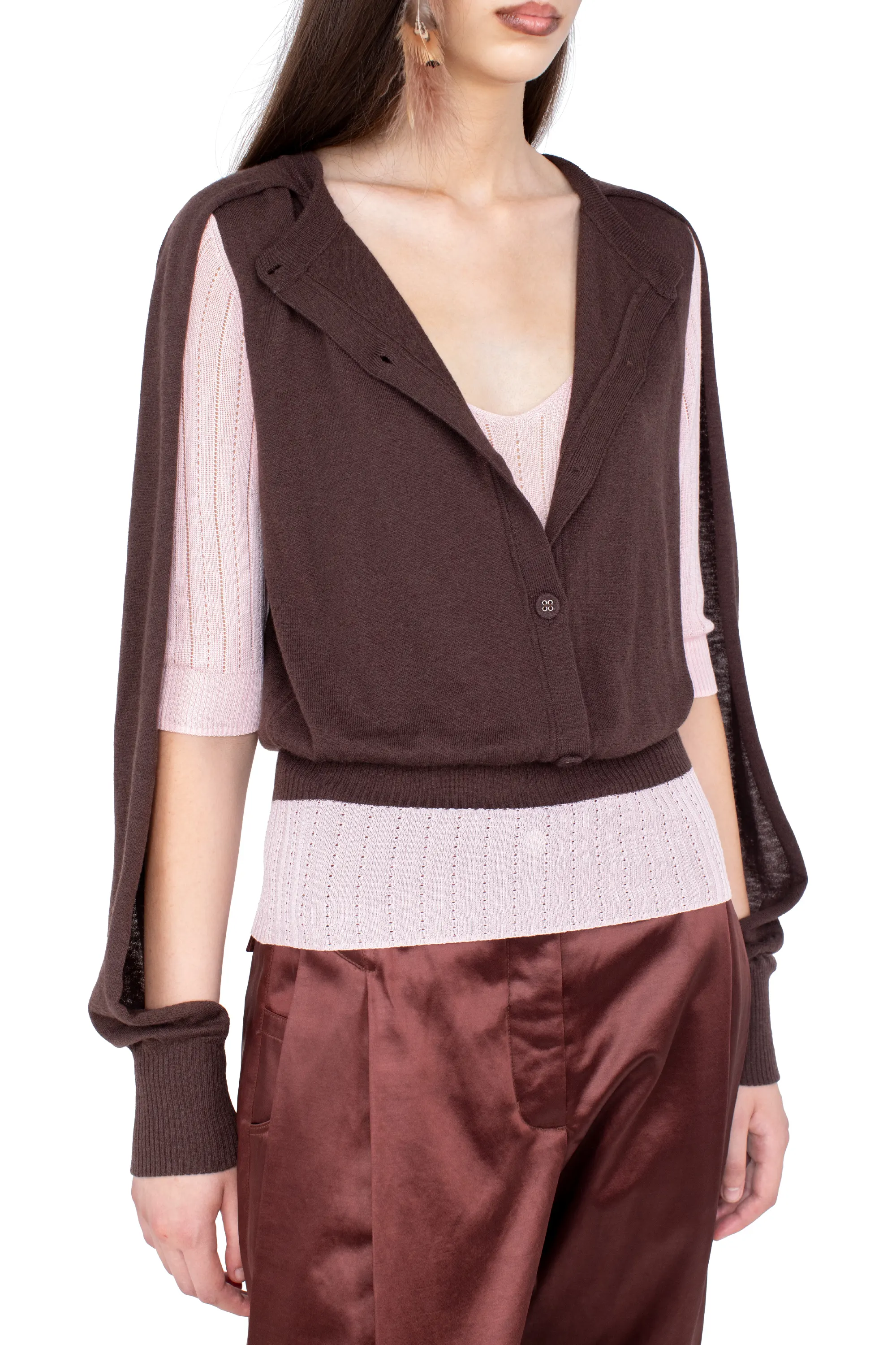 KIKO KOSTADINOV CORELLA DOUBLE SLEEVE JUMPER - MAHOGANY
