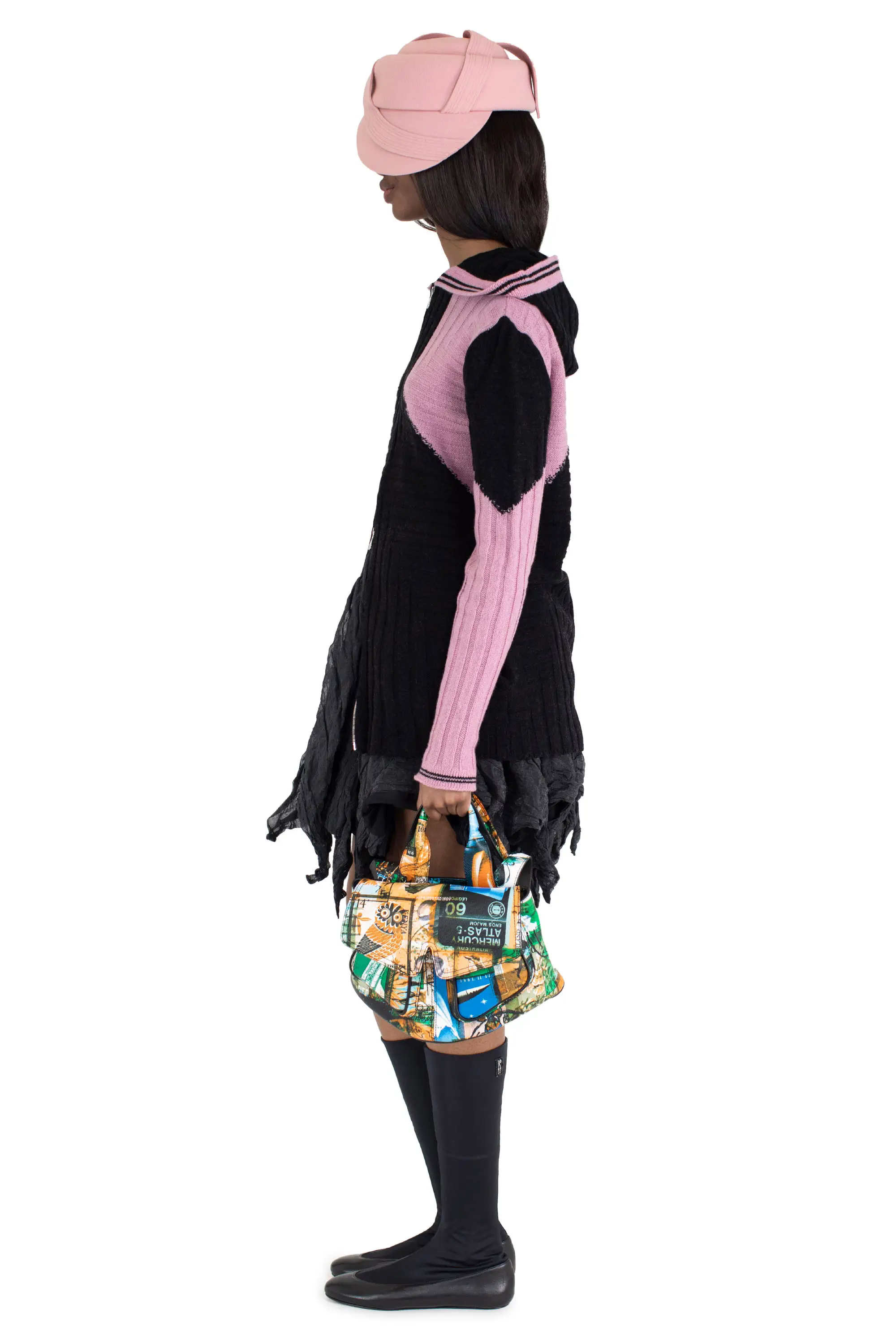 KIKO KOSTADINOV DAKOTA OVERSIZED HOODED KNIT - RAVEN BLACK/ROSE QUARTZ