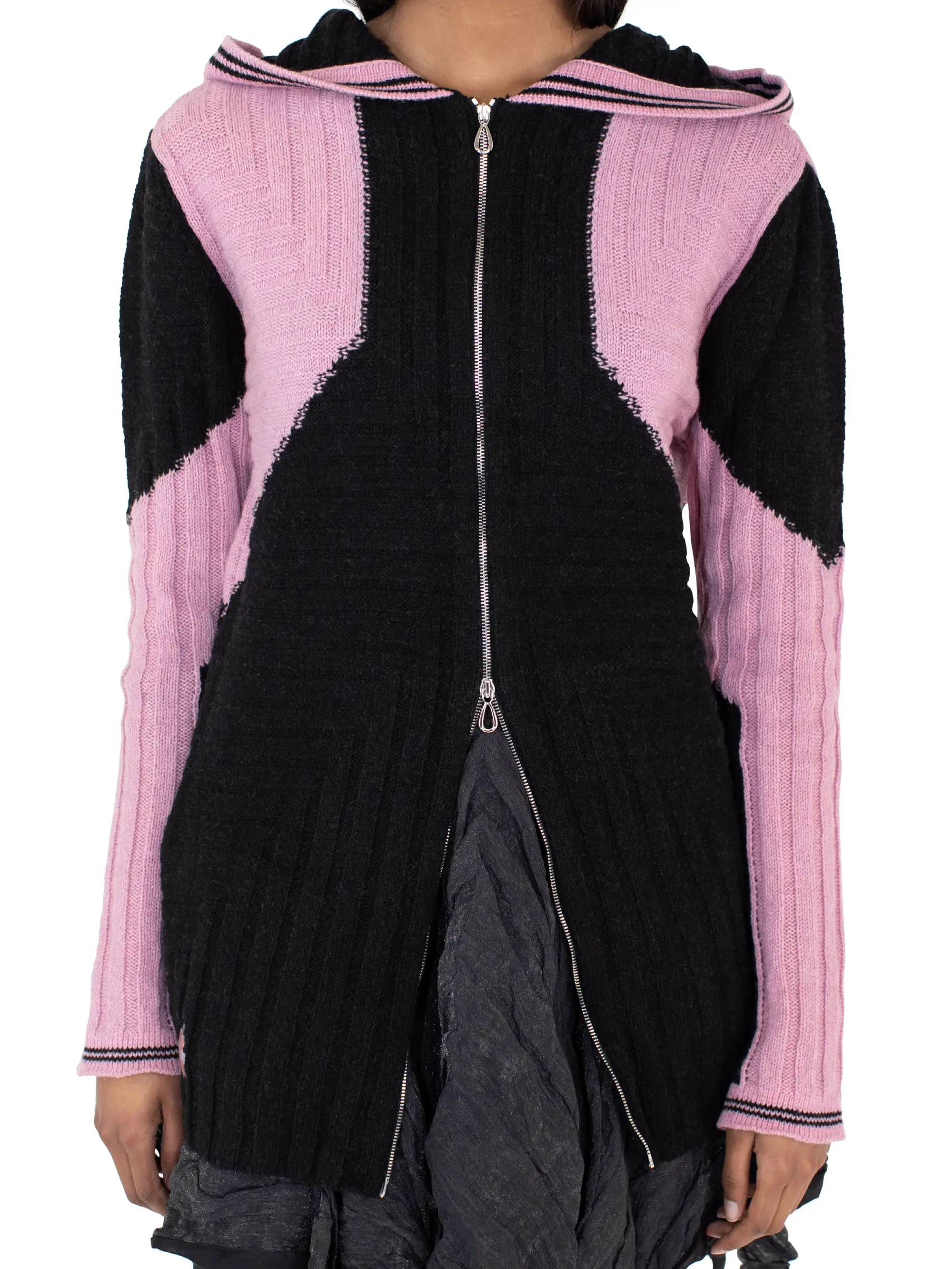 KIKO KOSTADINOV DAKOTA OVERSIZED HOODED KNIT - RAVEN BLACK/ROSE QUARTZ
