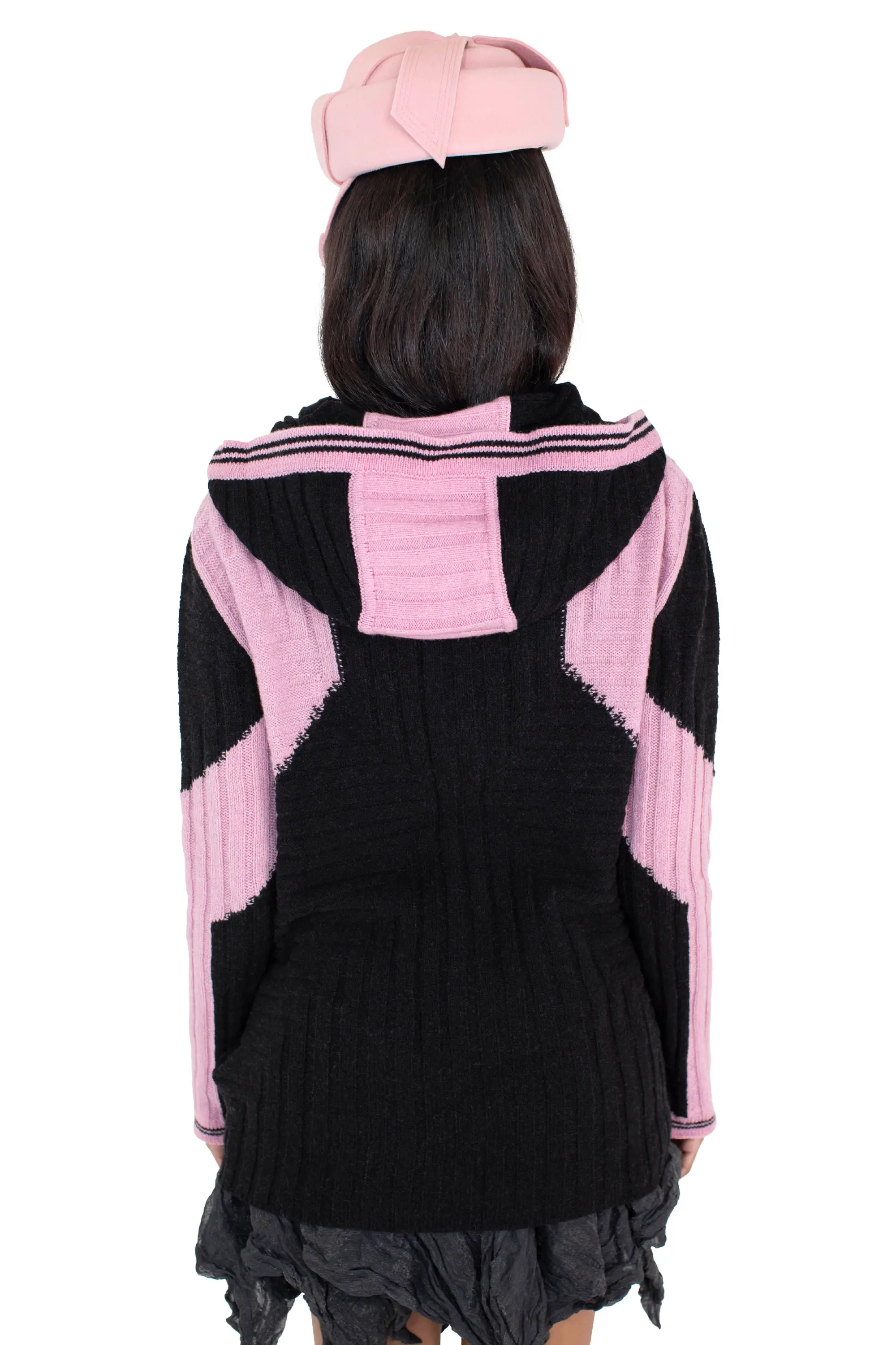 KIKO KOSTADINOV DAKOTA OVERSIZED HOODED KNIT - RAVEN BLACK/ROSE QUARTZ