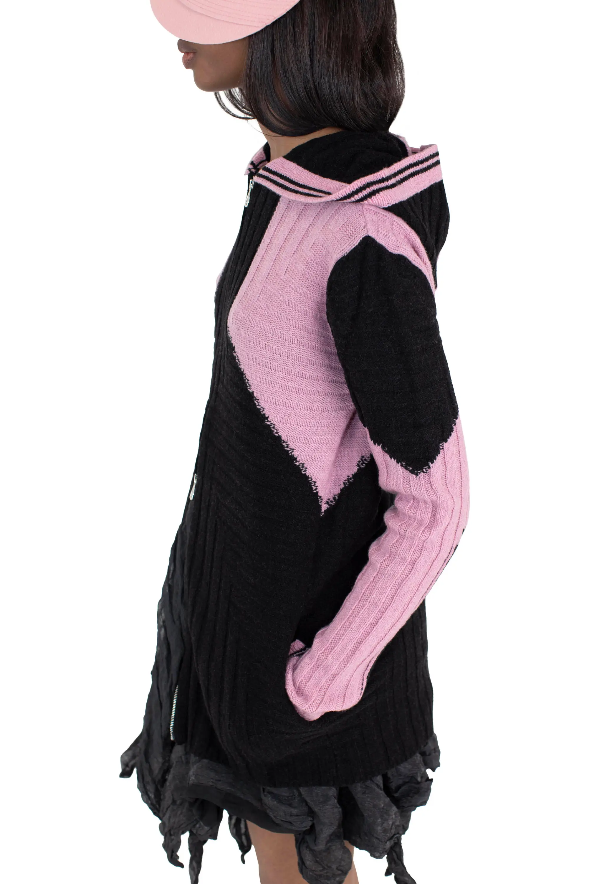 KIKO KOSTADINOV DAKOTA OVERSIZED HOODED KNIT - RAVEN BLACK/ROSE QUARTZ