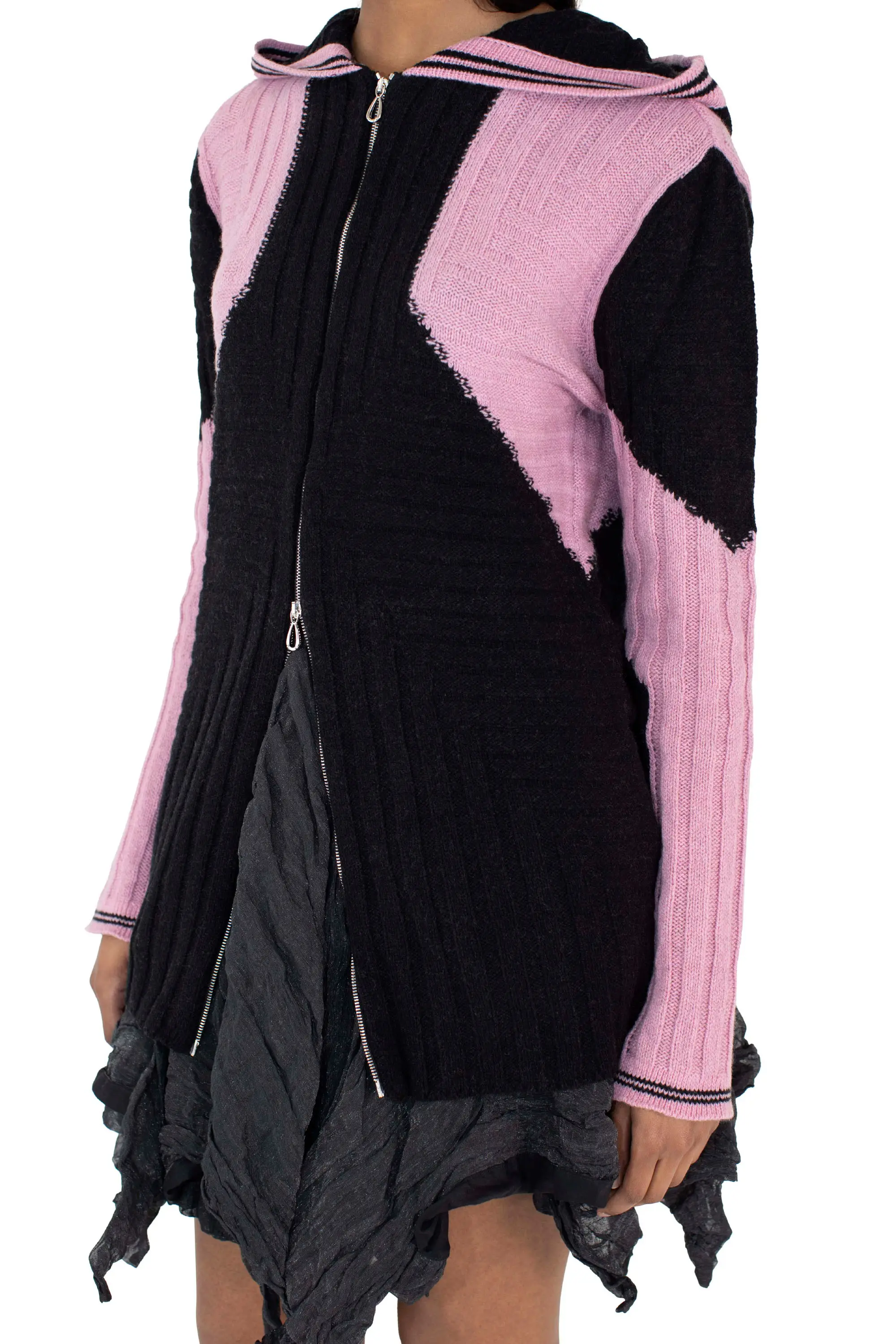 KIKO KOSTADINOV DAKOTA OVERSIZED HOODED KNIT - RAVEN BLACK/ROSE QUARTZ