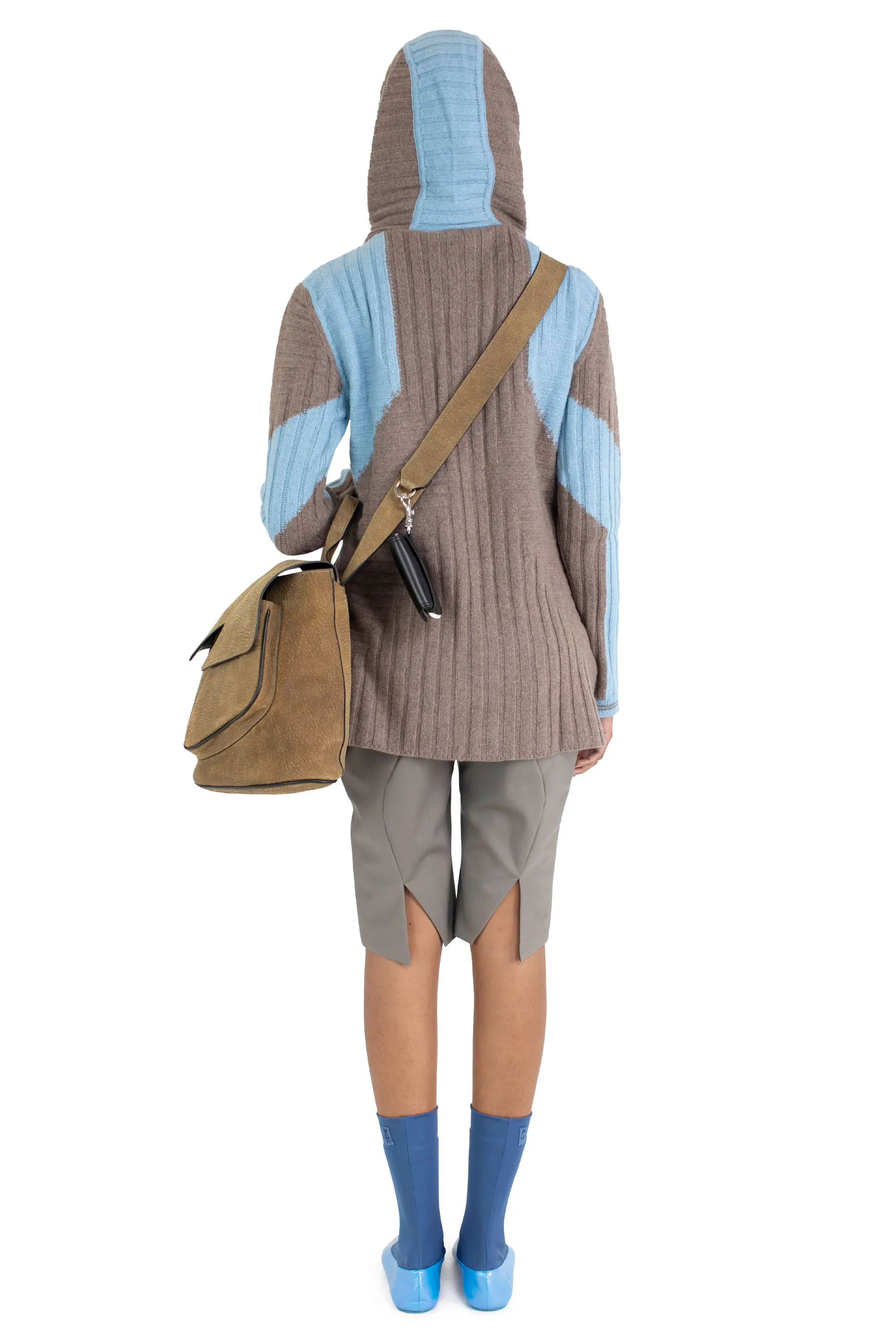 KIKO KOSTADINOV DAKOTA OVERSIZED HOODED KNIT - SEPIA/CELESTE BLUE