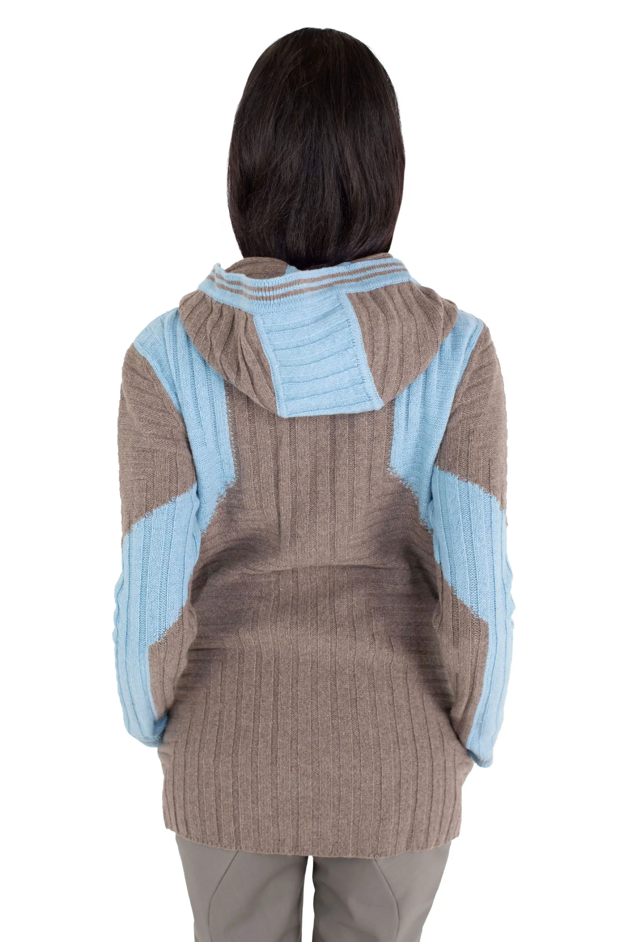KIKO KOSTADINOV DAKOTA OVERSIZED HOODED KNIT - SEPIA/CELESTE BLUE