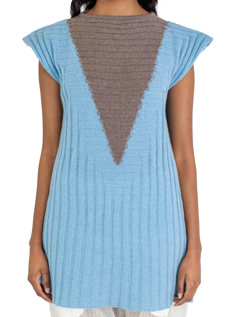 KIKO KOSTADINOV DAKOTA VEST - CELESTE BLUE/SEPIA