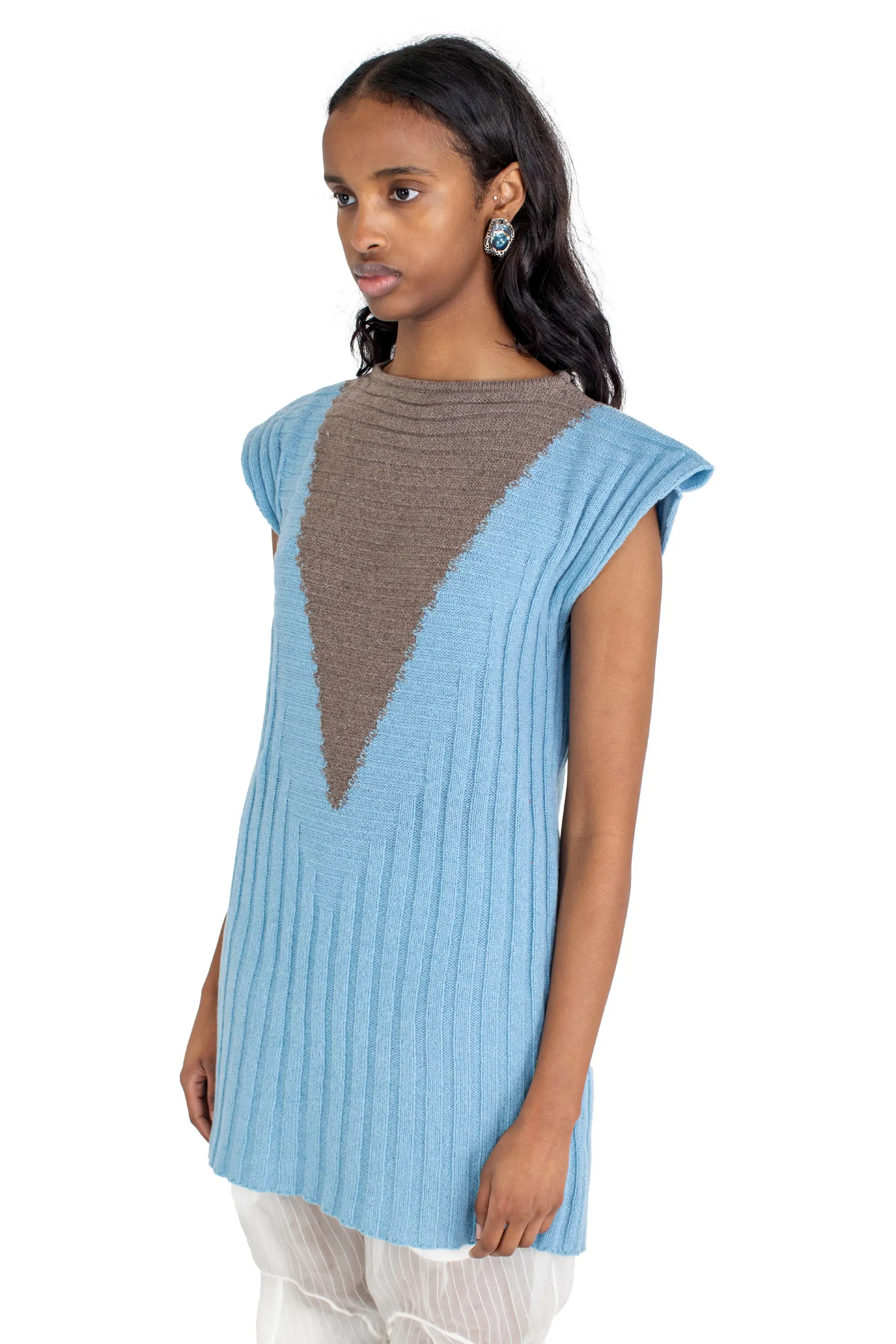 KIKO KOSTADINOV DAKOTA VEST - CELESTE BLUE/SEPIA