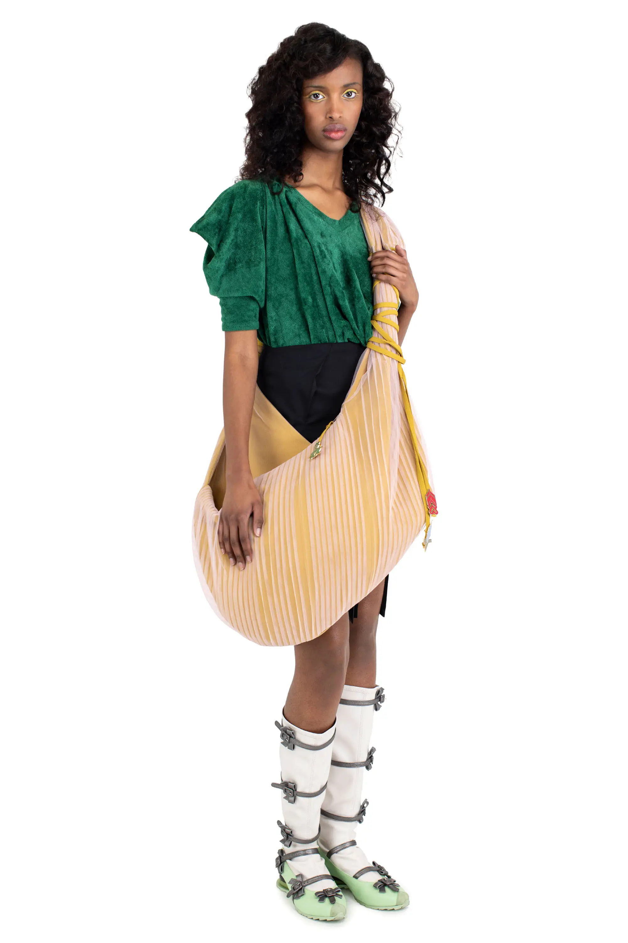 KIKO KOSTADINOV DRAPED ELEANORA KNIT TOP - FOREST GREEN