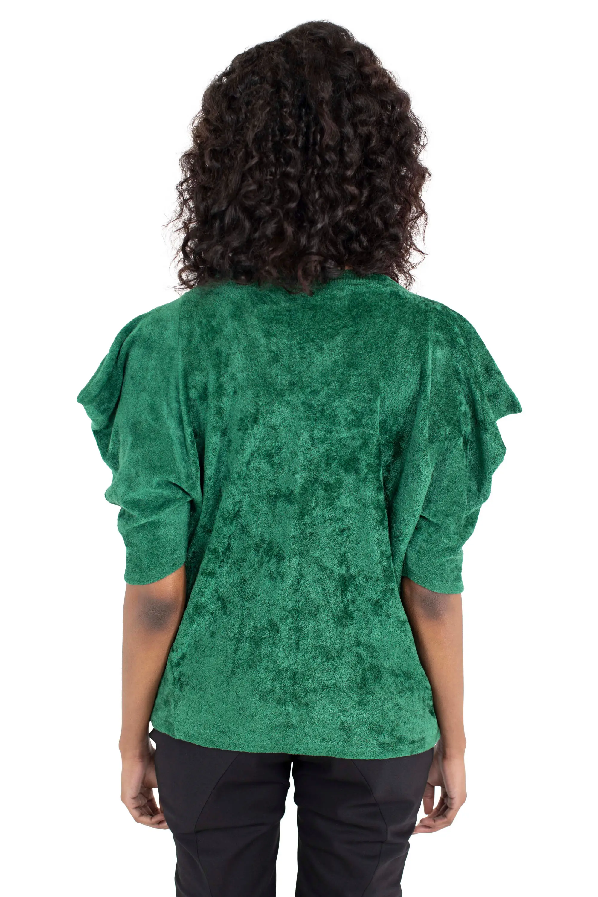 KIKO KOSTADINOV DRAPED ELEANORA KNIT TOP - FOREST GREEN