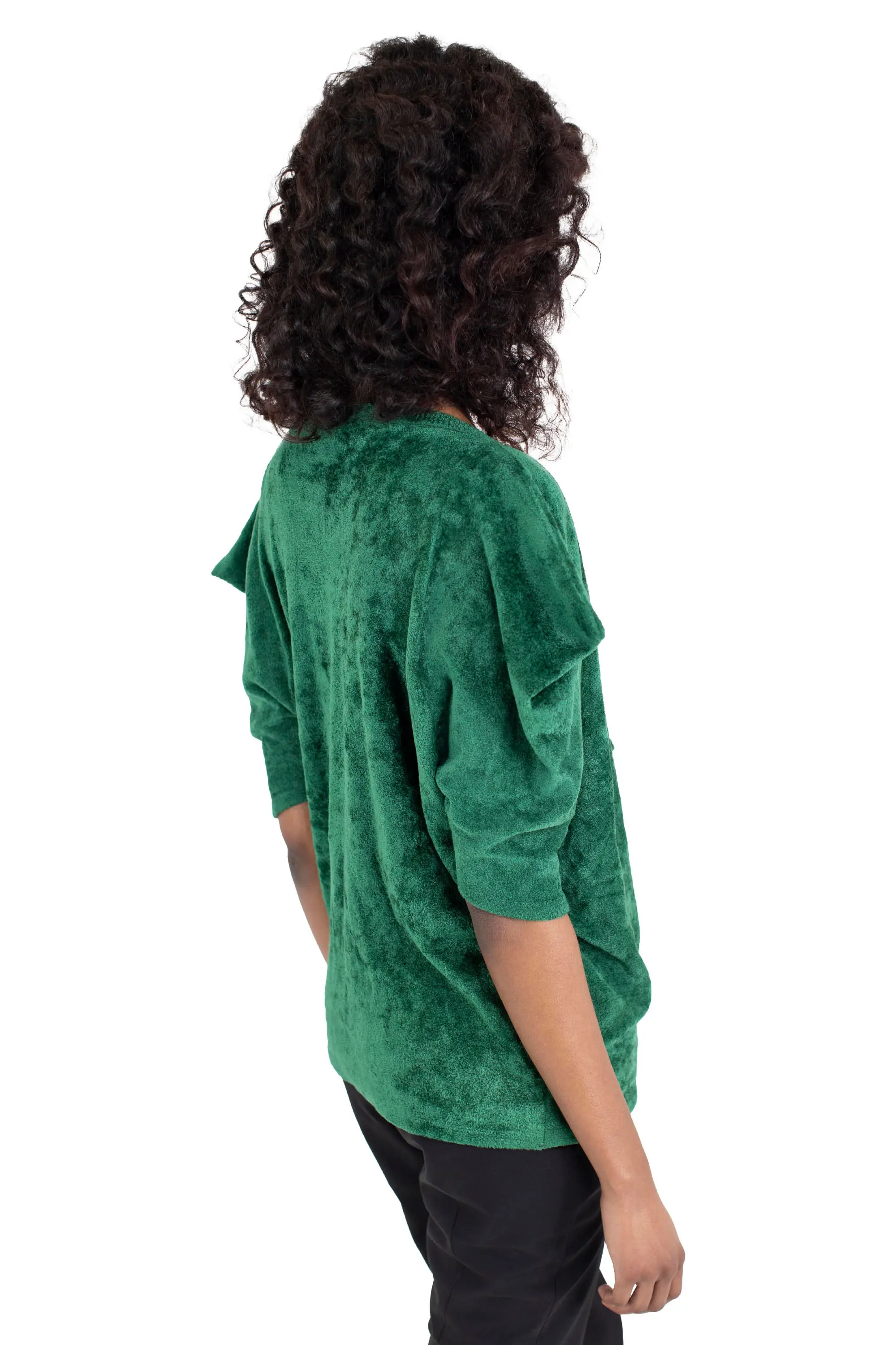 KIKO KOSTADINOV DRAPED ELEANORA KNIT TOP - FOREST GREEN