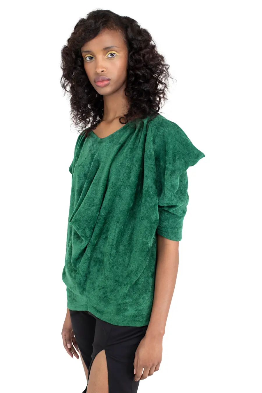 KIKO KOSTADINOV DRAPED ELEANORA KNIT TOP - FOREST GREEN