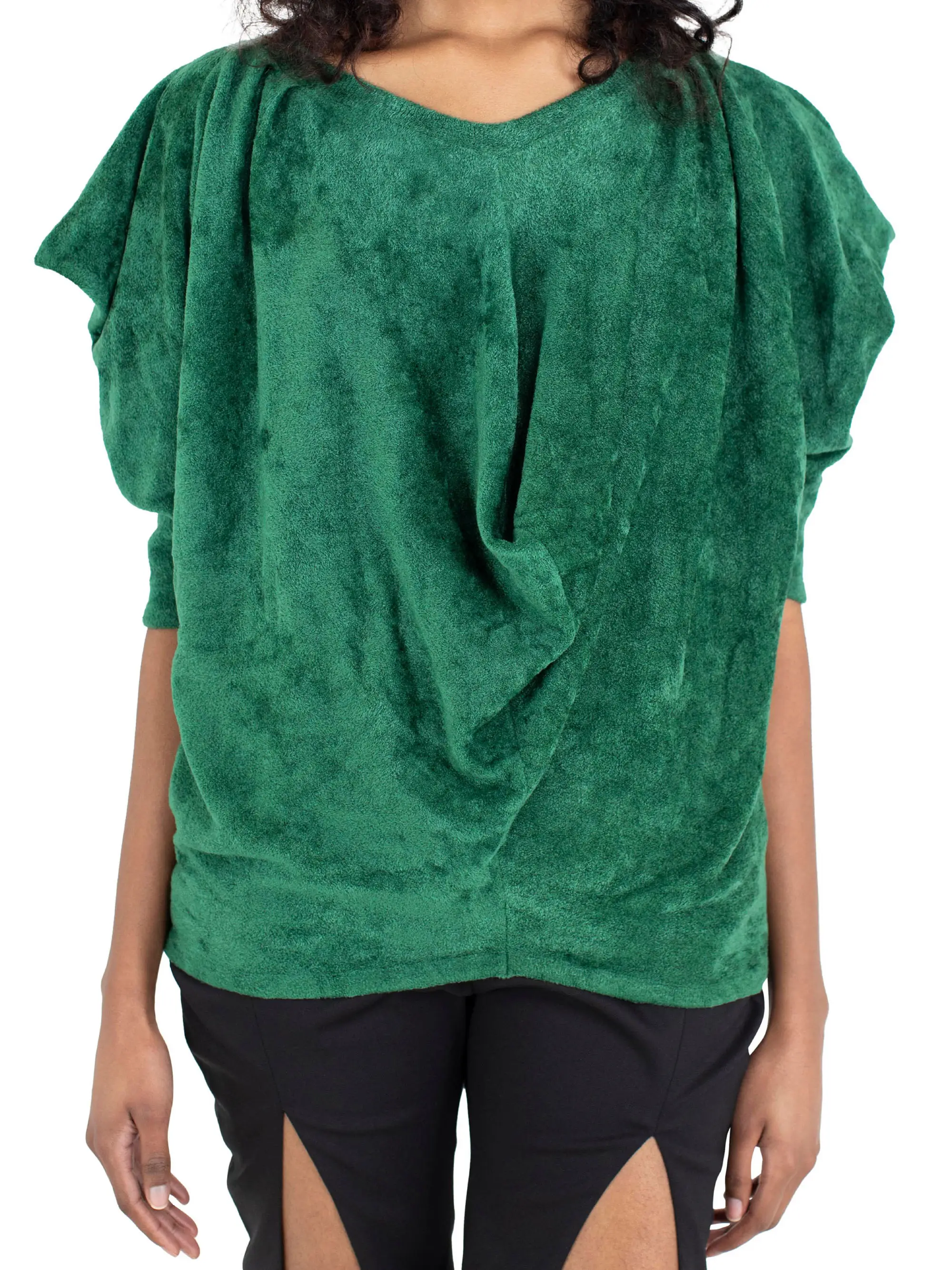 KIKO KOSTADINOV DRAPED ELEANORA KNIT TOP - FOREST GREEN