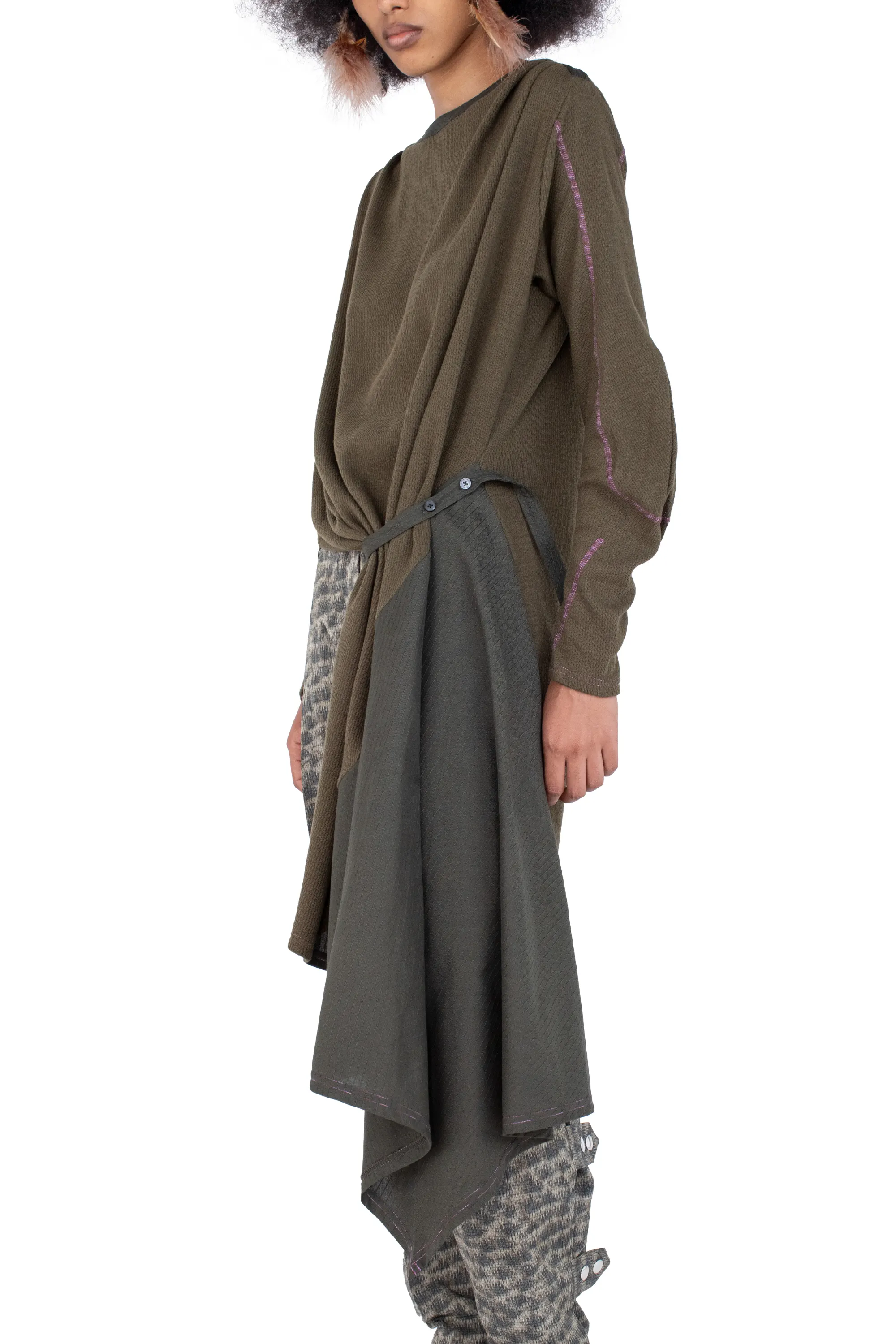 KIKO KOSTADINOV EIDER GODET DRESS - CEDAR GREEN