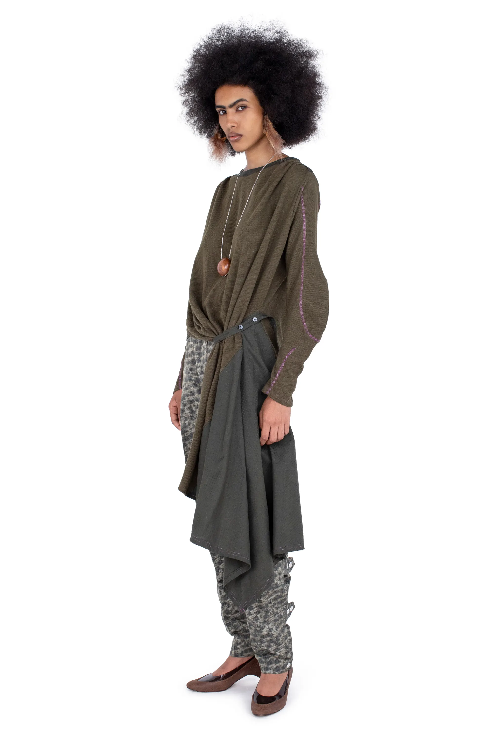 KIKO KOSTADINOV EIDER GODET DRESS - CEDAR GREEN