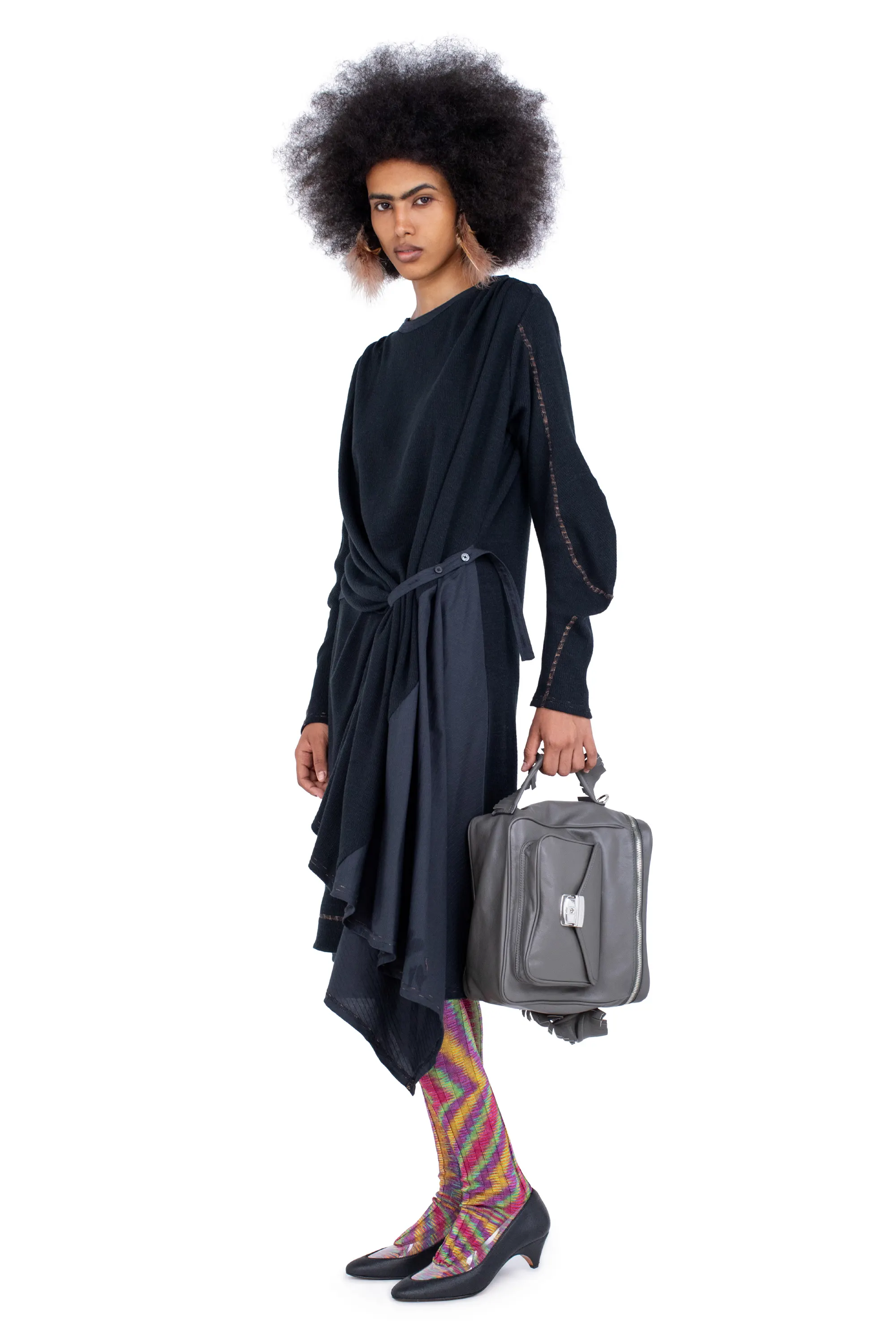 KIKO KOSTADINOV EIDER GODET DRESS - INK BLACK