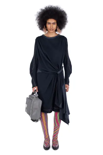 KIKO KOSTADINOV EIDER GODET DRESS - INK BLACK