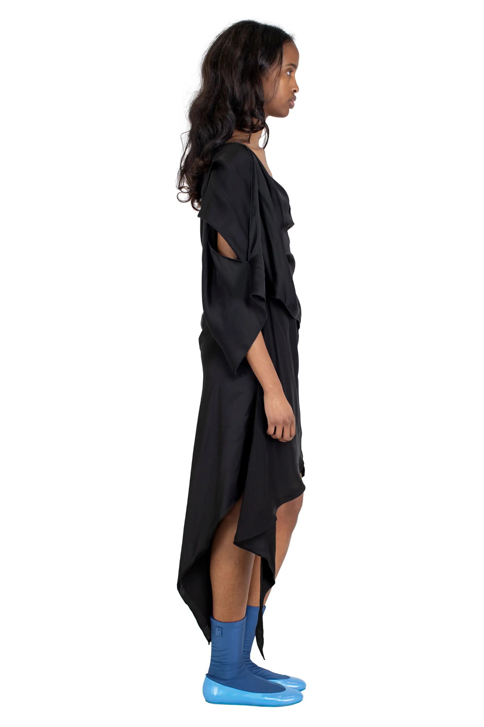 KIKO KOSTADINOV FORNAX DRAPED DRESS - GLOSSY BLACK