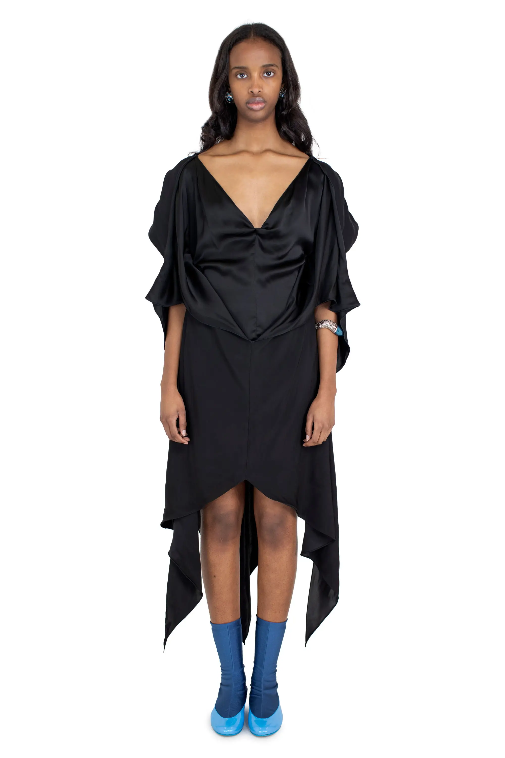 KIKO KOSTADINOV FORNAX DRAPED DRESS - GLOSSY BLACK