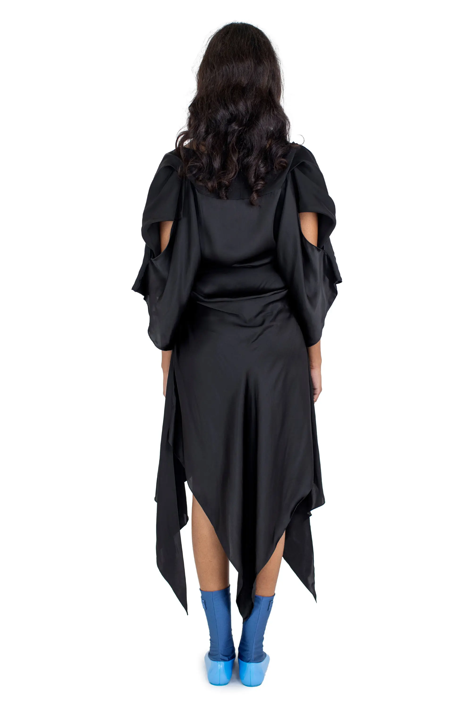 KIKO KOSTADINOV FORNAX DRAPED DRESS - GLOSSY BLACK