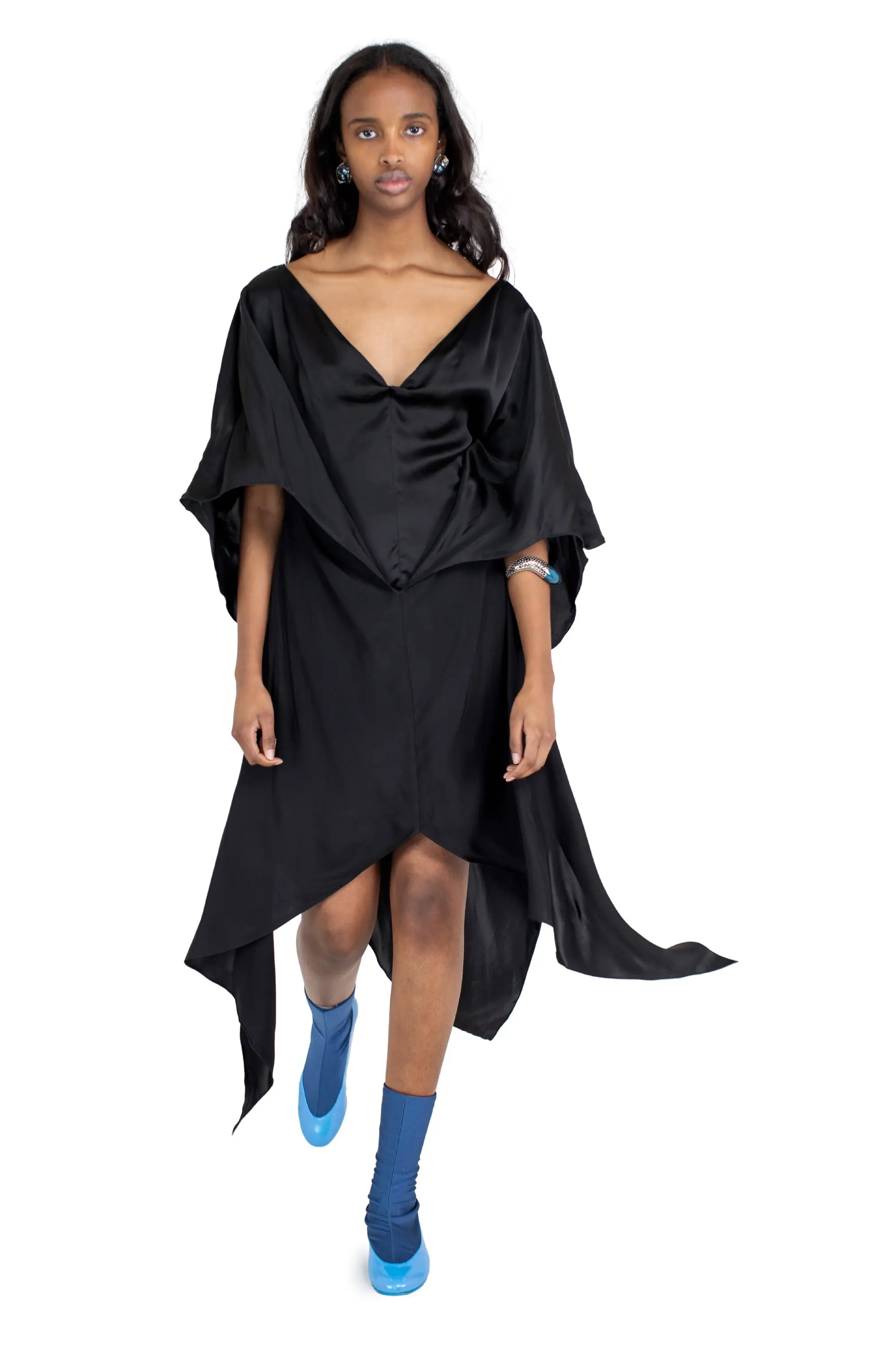 KIKO KOSTADINOV FORNAX DRAPED DRESS - GLOSSY BLACK