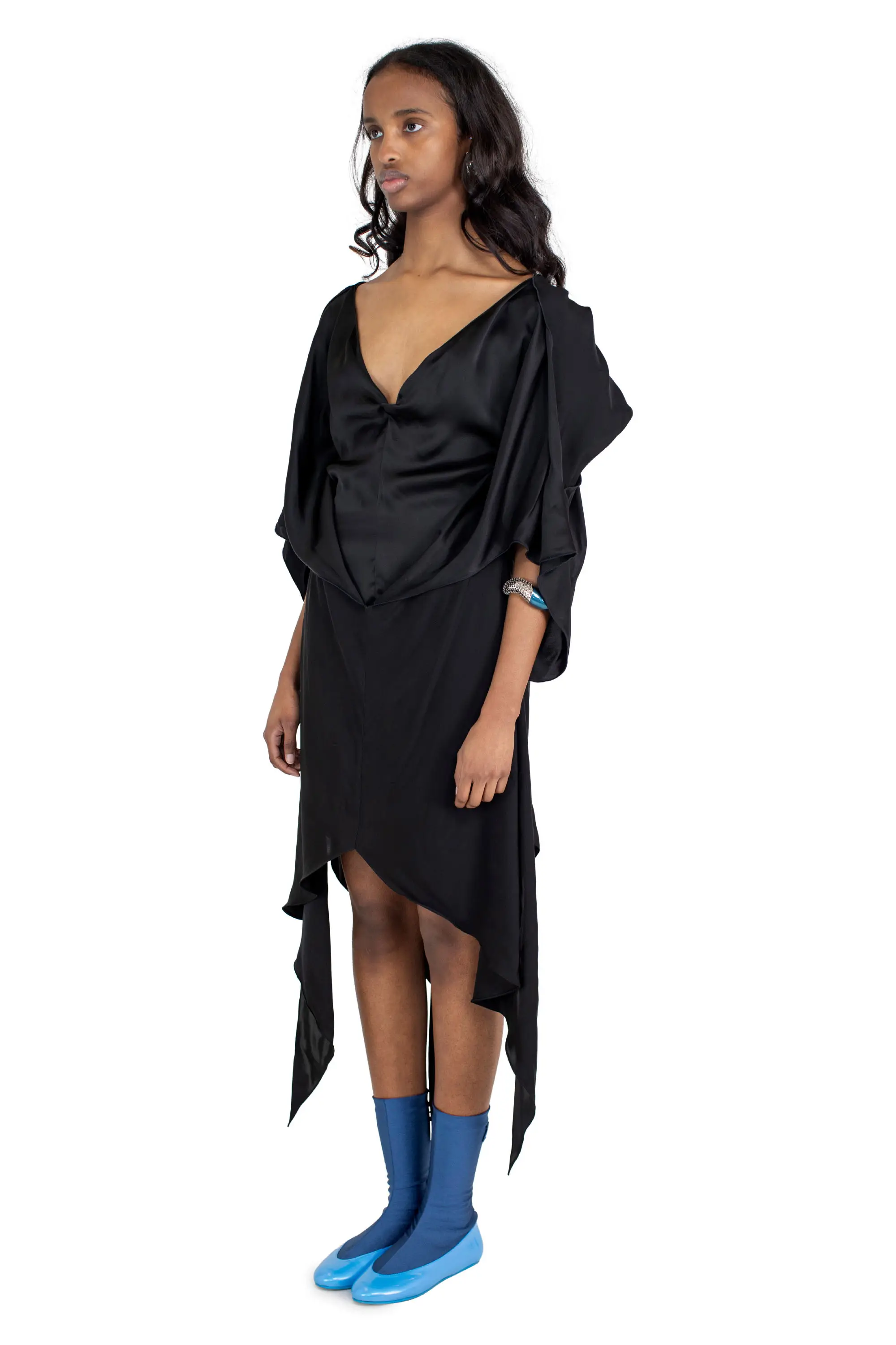 KIKO KOSTADINOV FORNAX DRAPED DRESS - GLOSSY BLACK