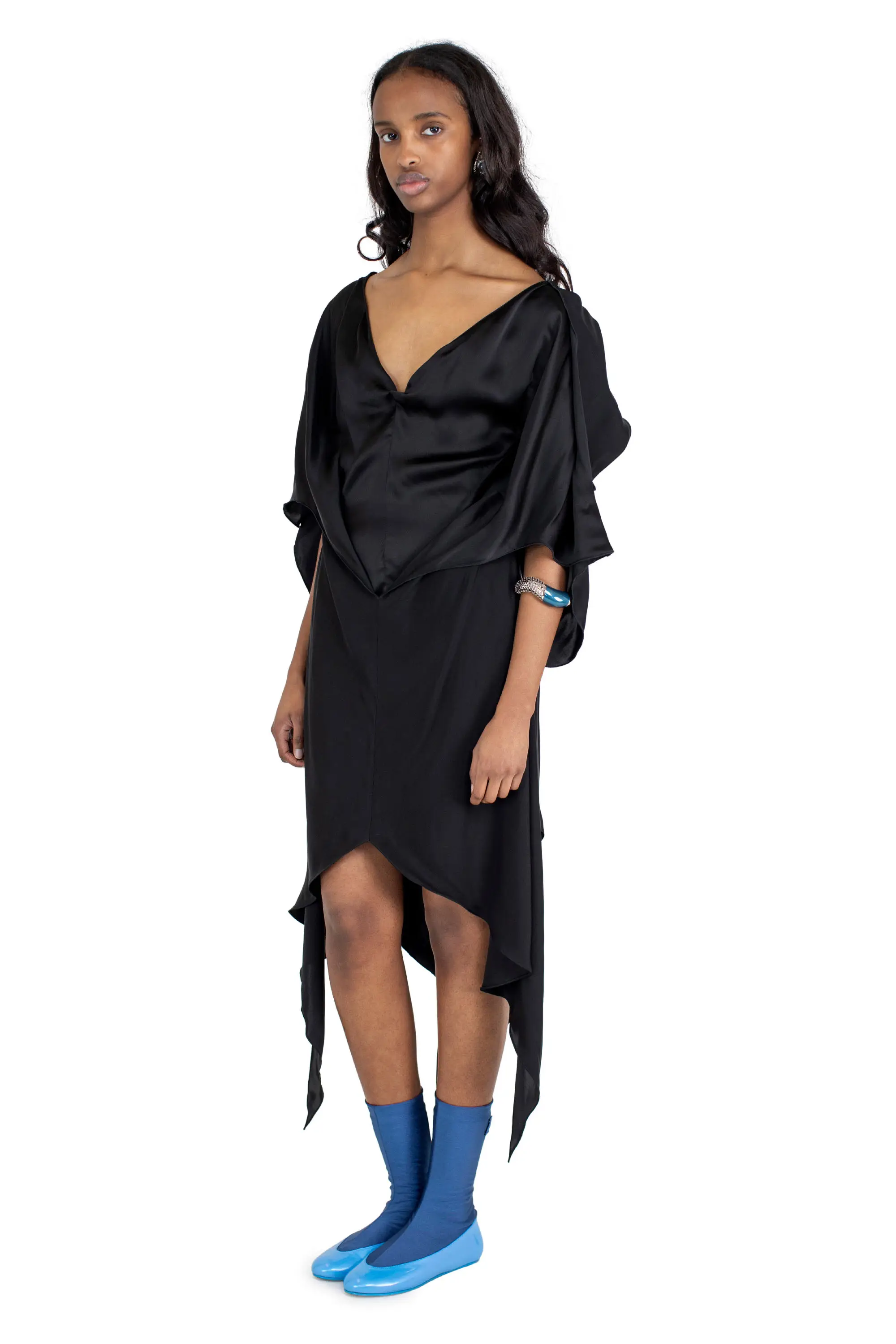 KIKO KOSTADINOV FORNAX DRAPED DRESS - GLOSSY BLACK