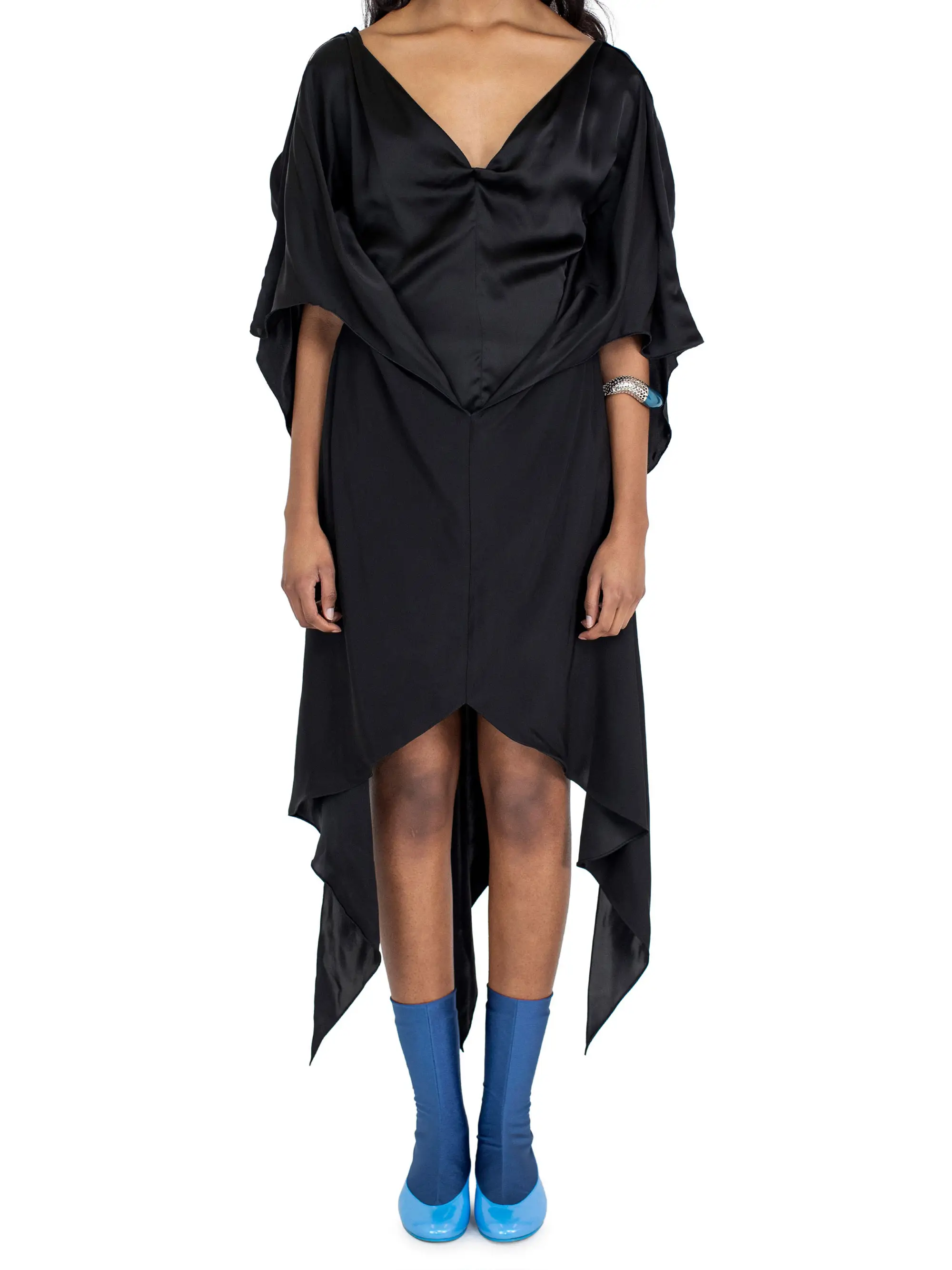 KIKO KOSTADINOV FORNAX DRAPED DRESS - GLOSSY BLACK