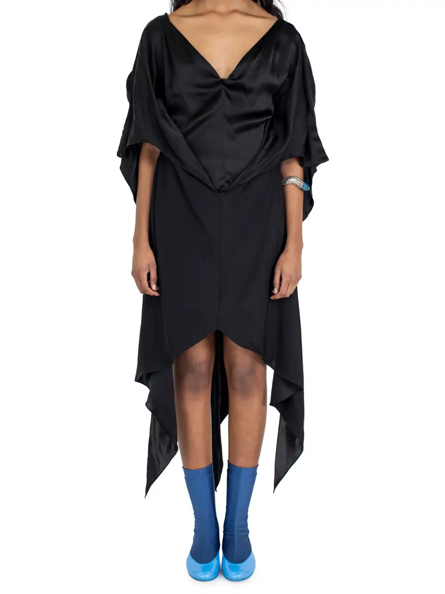 KIKO KOSTADINOV FORNAX DRAPED DRESS - GLOSSY BLACK