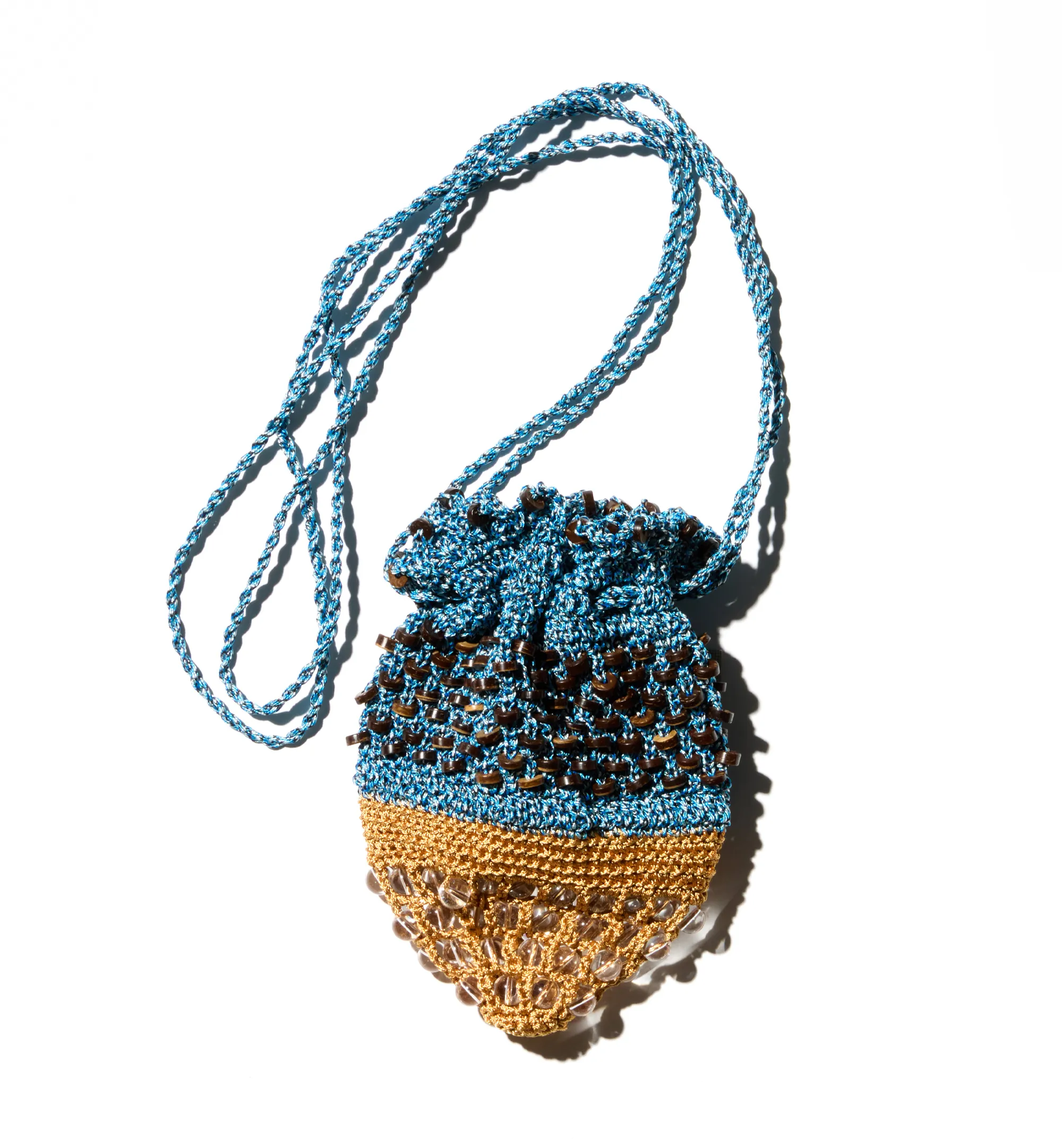 KIKO KOSTADINOV GANNET CROCHET POUCH - BLUE SNAKE & GOLD