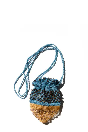KIKO KOSTADINOV GANNET CROCHET POUCH - BLUE SNAKE & GOLD