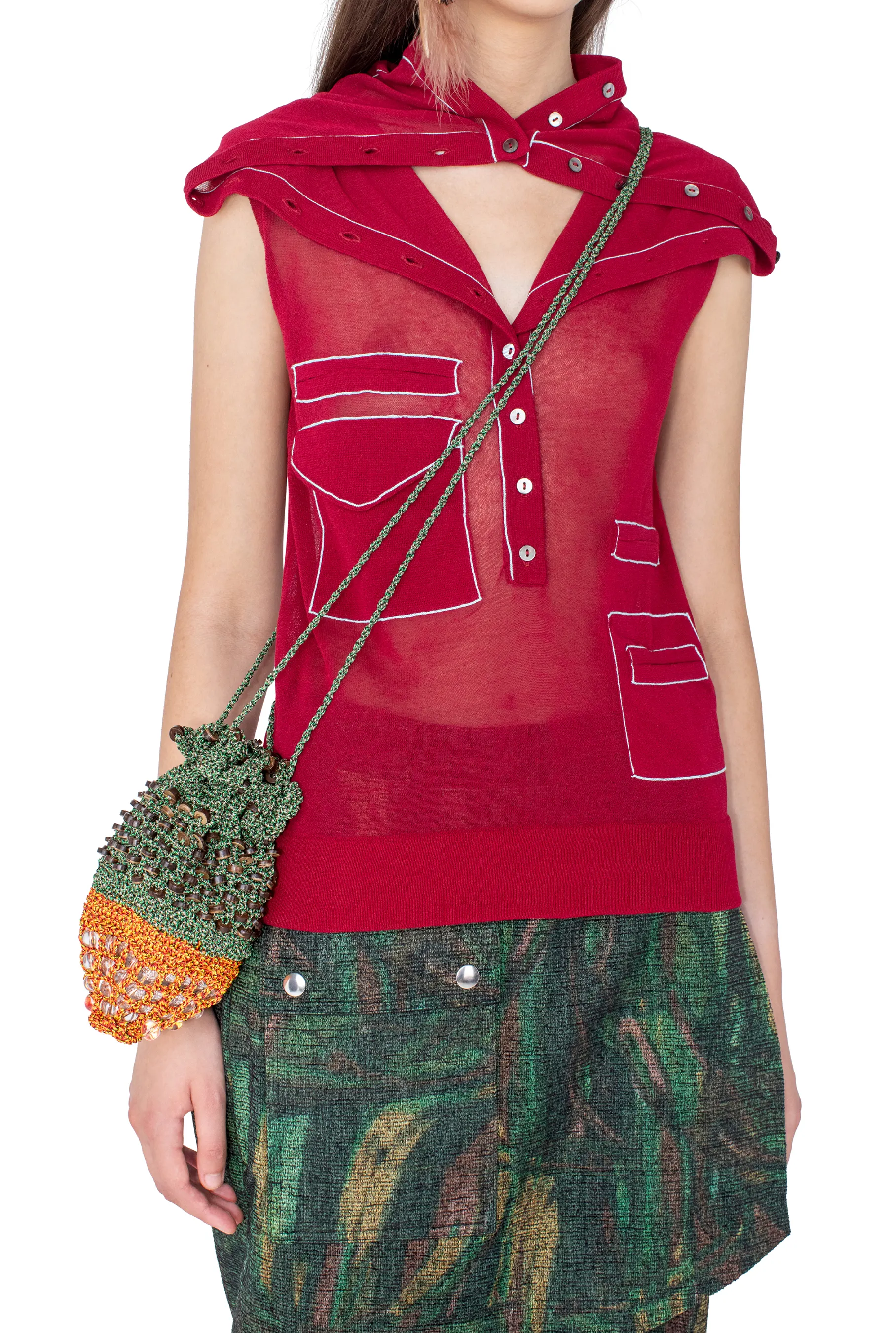 KIKO KOSTADINOV GANNET CROCHET POUCH - CAMOUFLAGE & FIREBALL