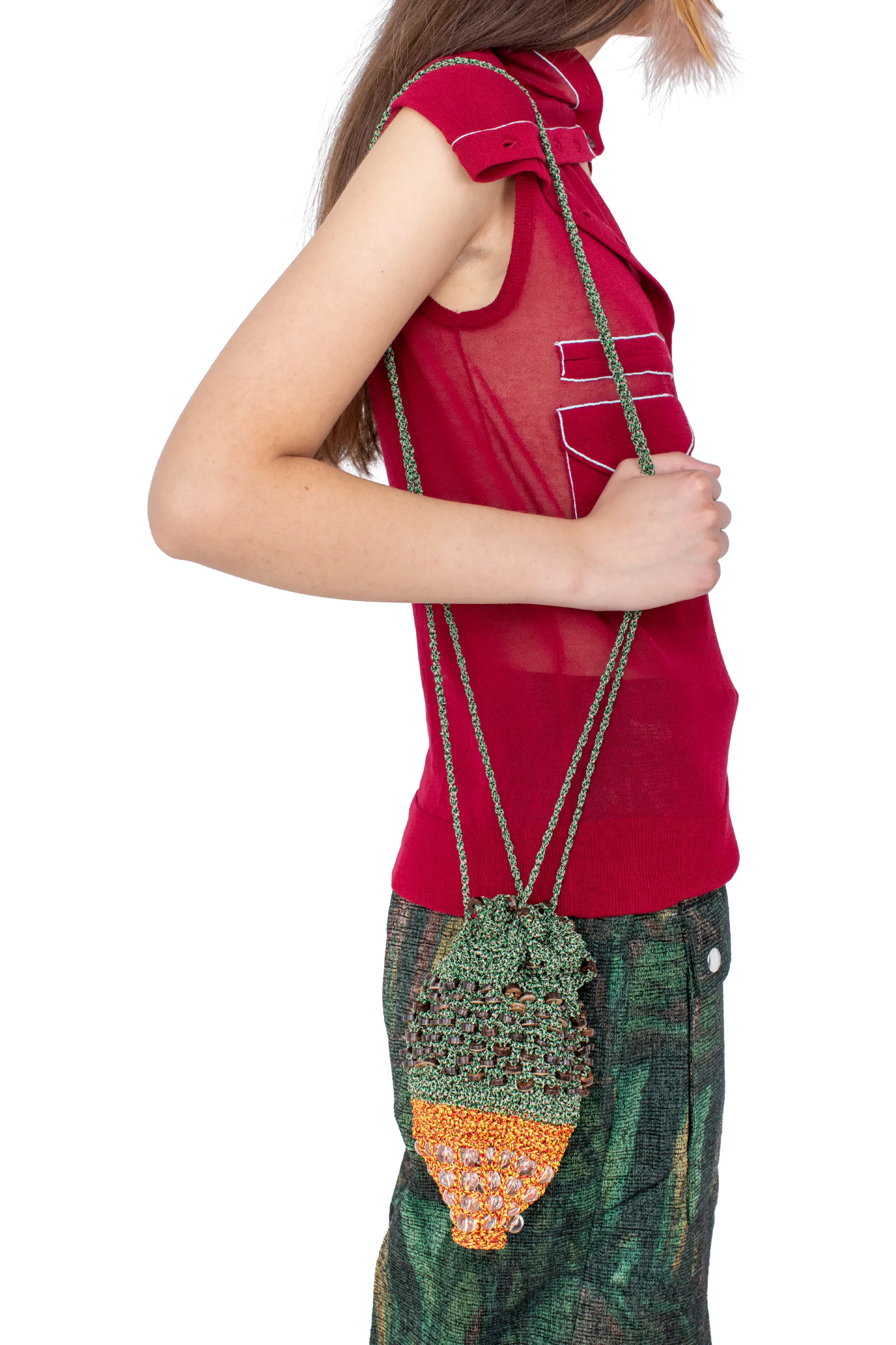 KIKO KOSTADINOV GANNET CROCHET POUCH - CAMOUFLAGE & FIREBALL