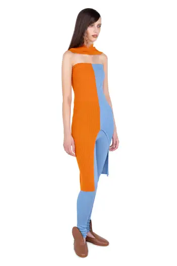 KIKO KOSTADINOV GREBE SCARF - PERSIMMON ORANGE & BLUE LAKE