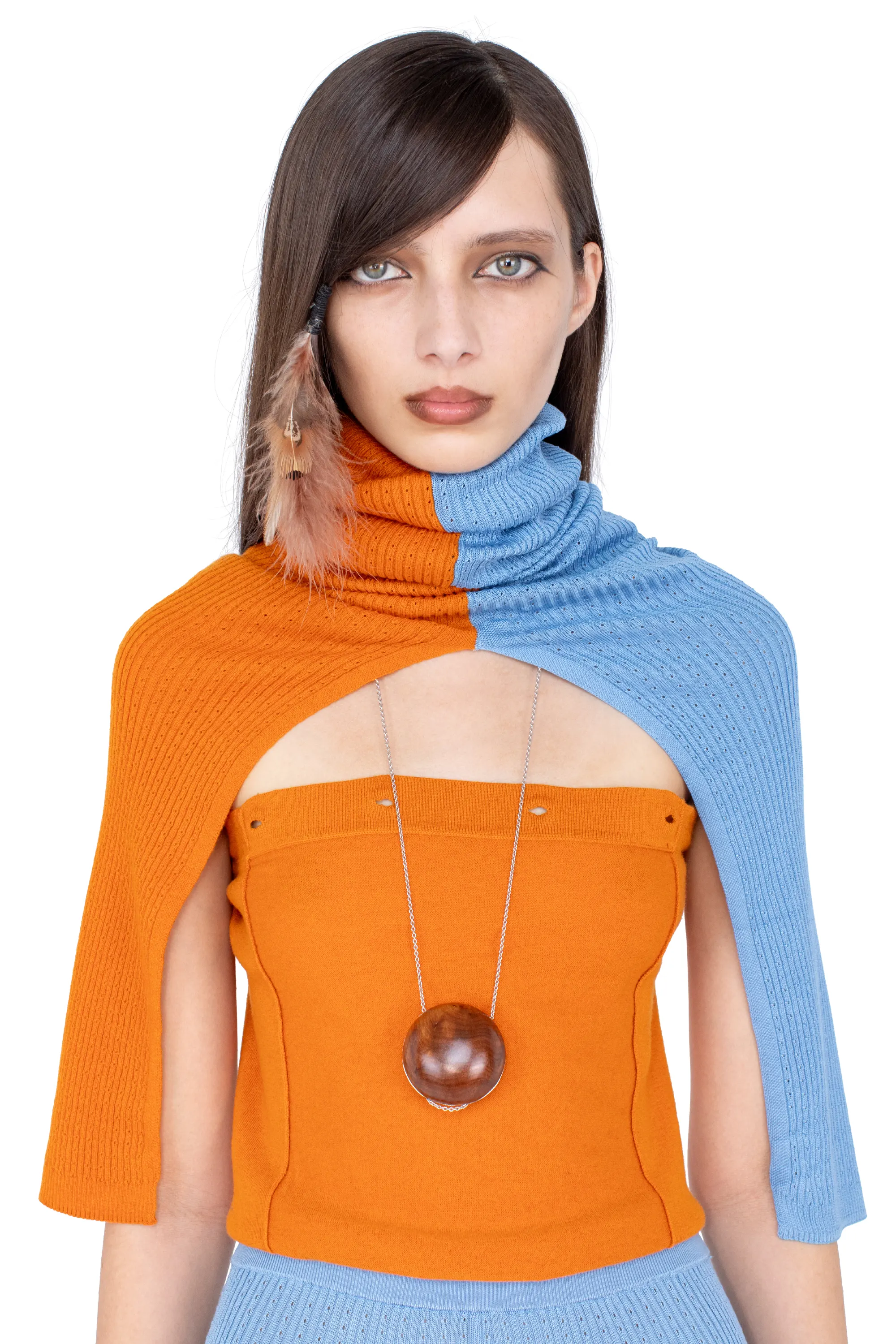 KIKO KOSTADINOV GREBE SCARF - PERSIMMON ORANGE & BLUE LAKE