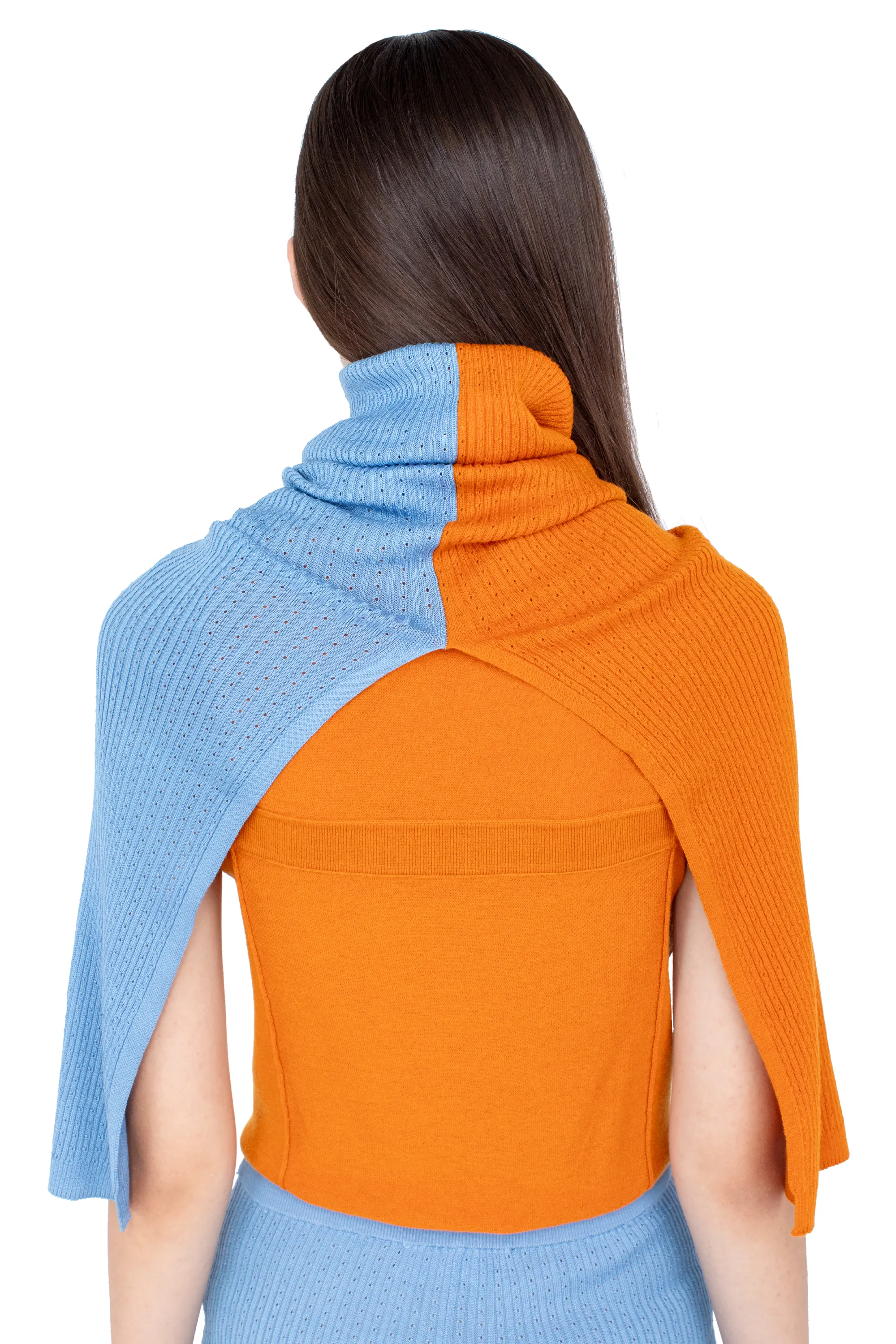 KIKO KOSTADINOV GREBE SCARF - PERSIMMON ORANGE & BLUE LAKE
