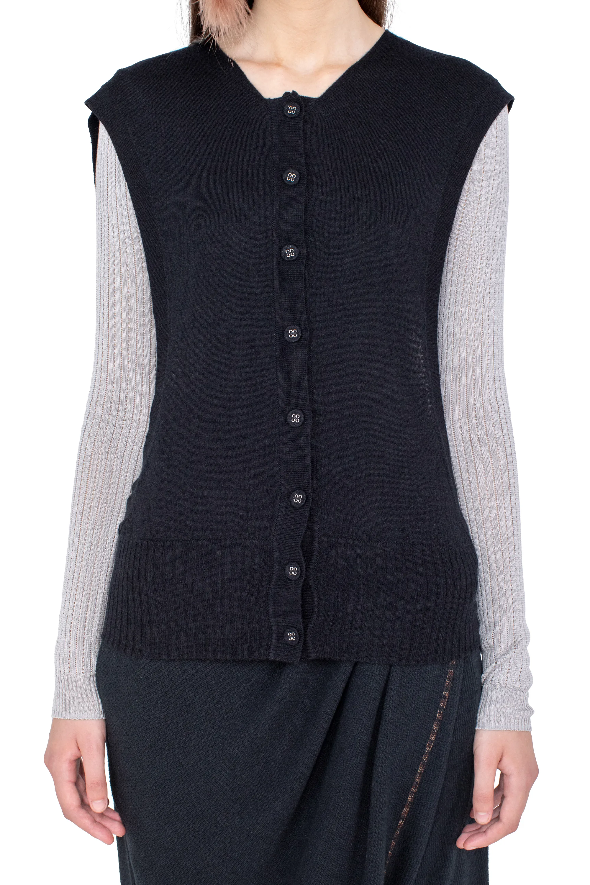 KIKO KOSTADINOV GUILLEMOT COCOON CARDIGAN - NEBULAR BLACK & SILVER GREY