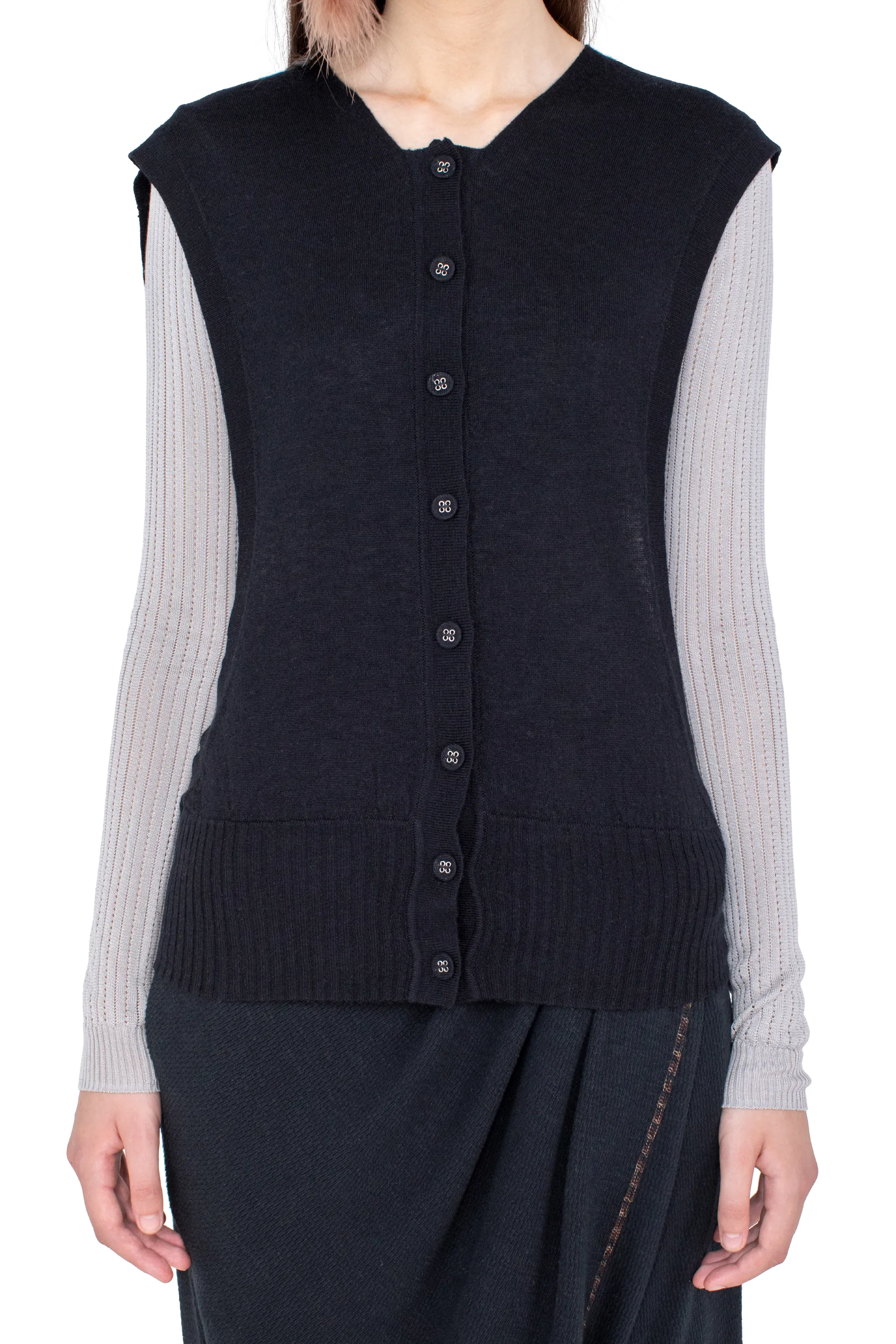 KIKO KOSTADINOV GUILLEMOT COCOON CARDIGAN - NEBULAR BLACK & SILVER GREY